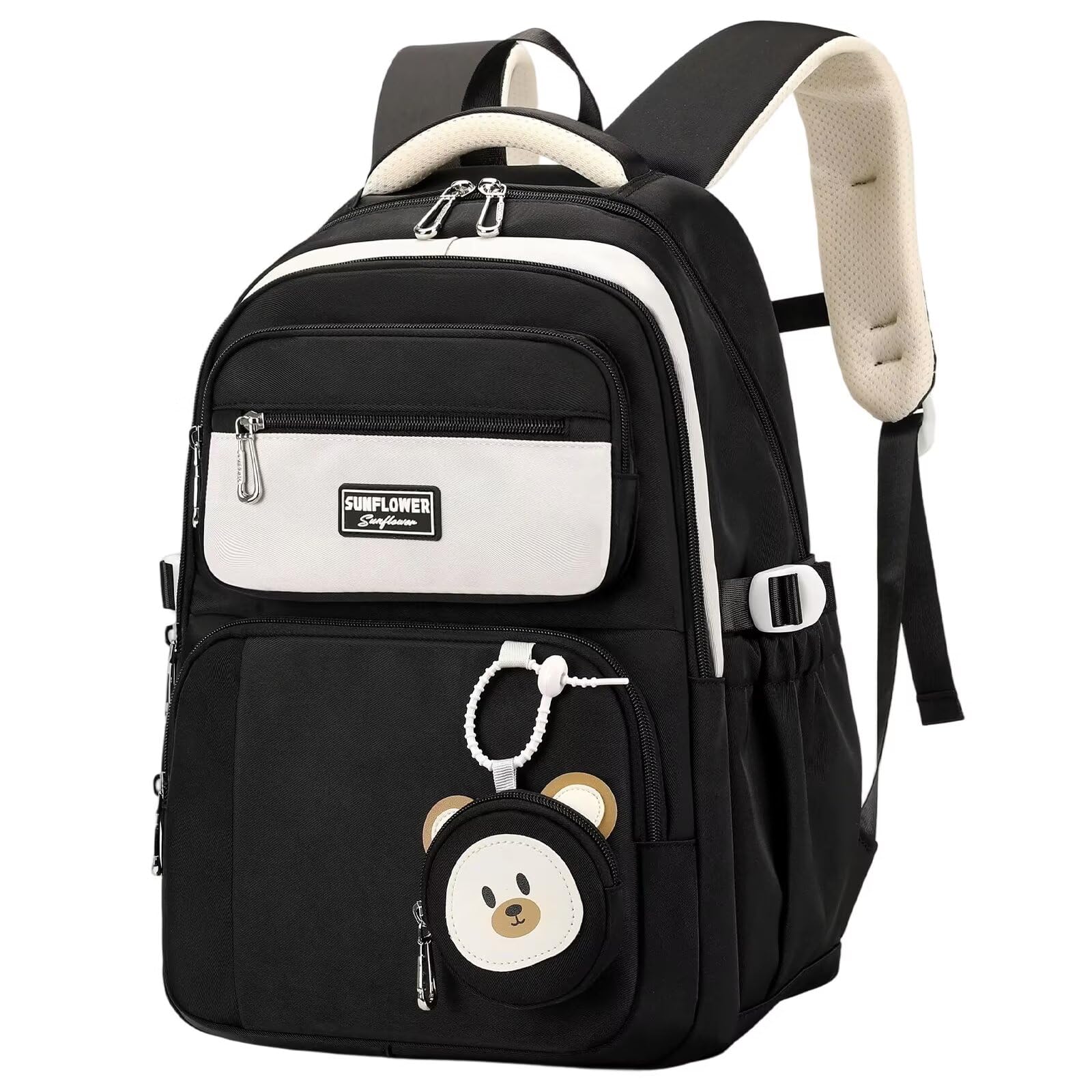 Cartable Fille Primaire Sac a Dos College Fille Kawaii Voyage,Noir