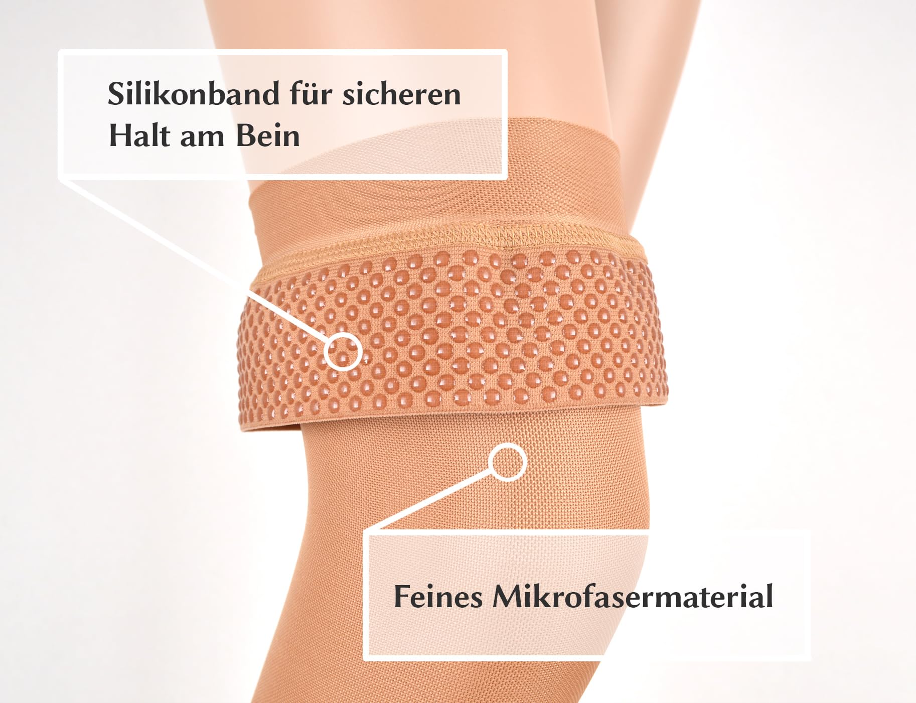 Kompressionsstrümpfe Klasse 2, 23-32 mmHg, 170-182 cm/L, Beige | KKL II, Lang, mit offener Spitze, für Damen & Herren, medizinische Stützstrümpfe bei Krampfadern