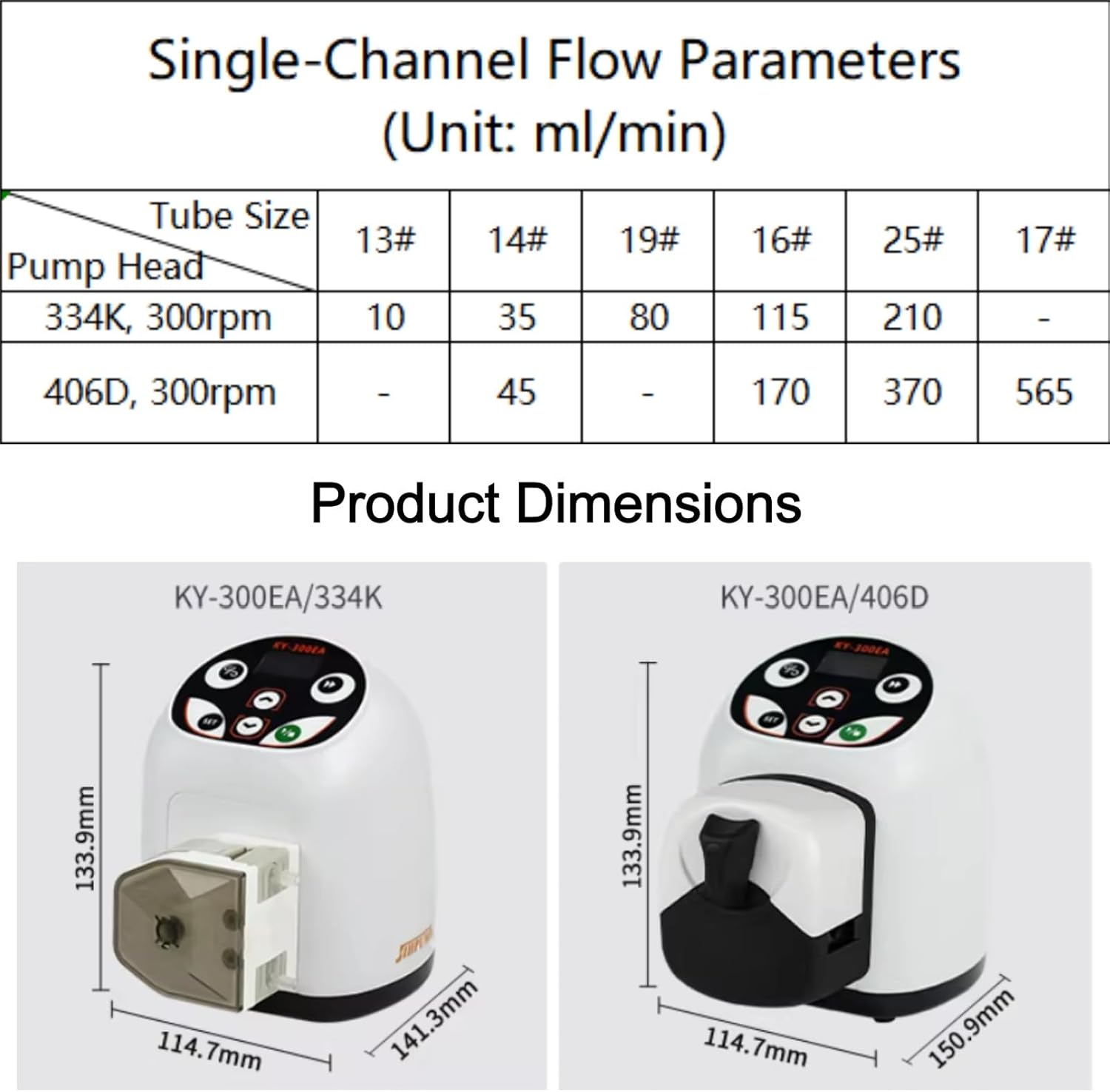 KY-300EA Laboratory Peristaltic Pump Small Dosing Metering Liquid Dispenser Transfer Filling Machine with 24V Stepper Motor (334K, 16#, 115ml/min)
