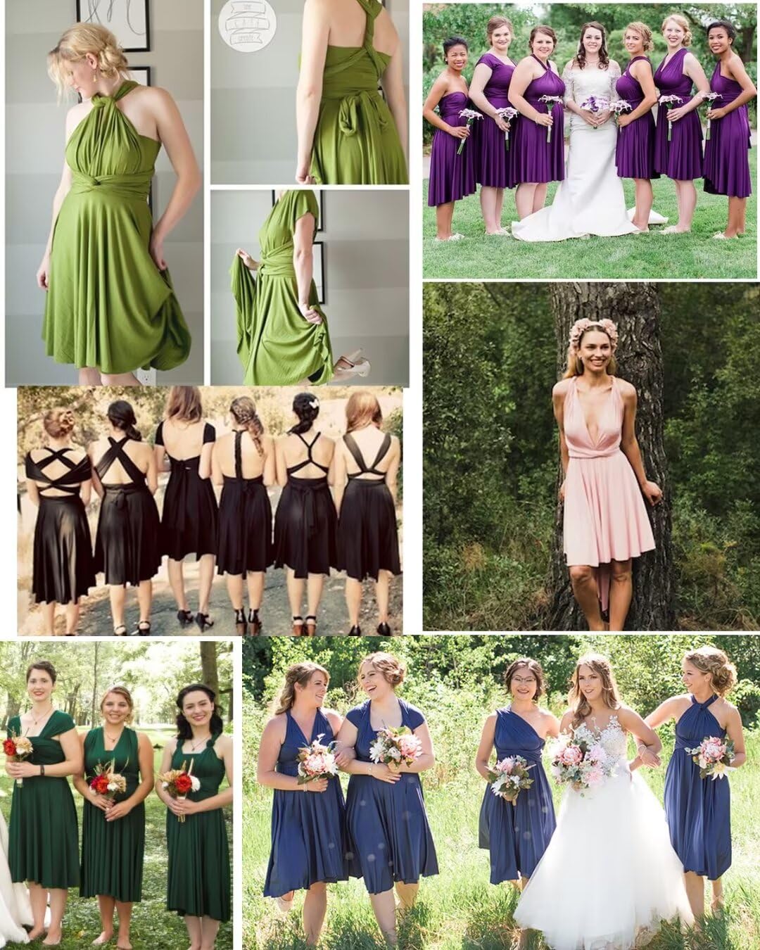 Short Infinity Dresses for Bridesmaids with Bandeau Convertible Transformer Multiway Twist Wrap Bridesmaid Dresses