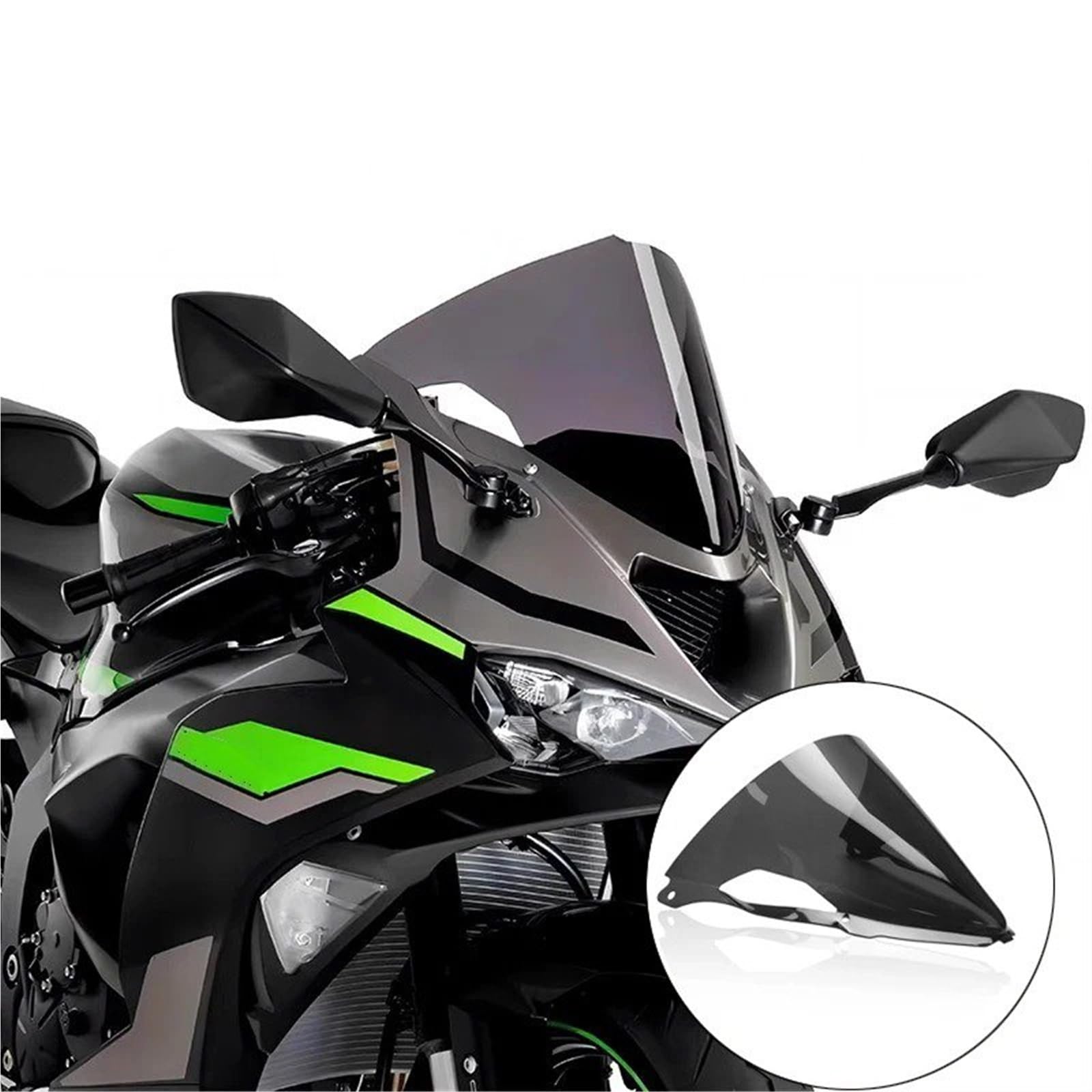 Parabrezza Moto Spoiler Per Kawasaki Per ZX6R 2024 Parabrezza Moto Parabrezza Deflettori Antivento Protezione Scudo Parabrezza Per Moto(Gray)