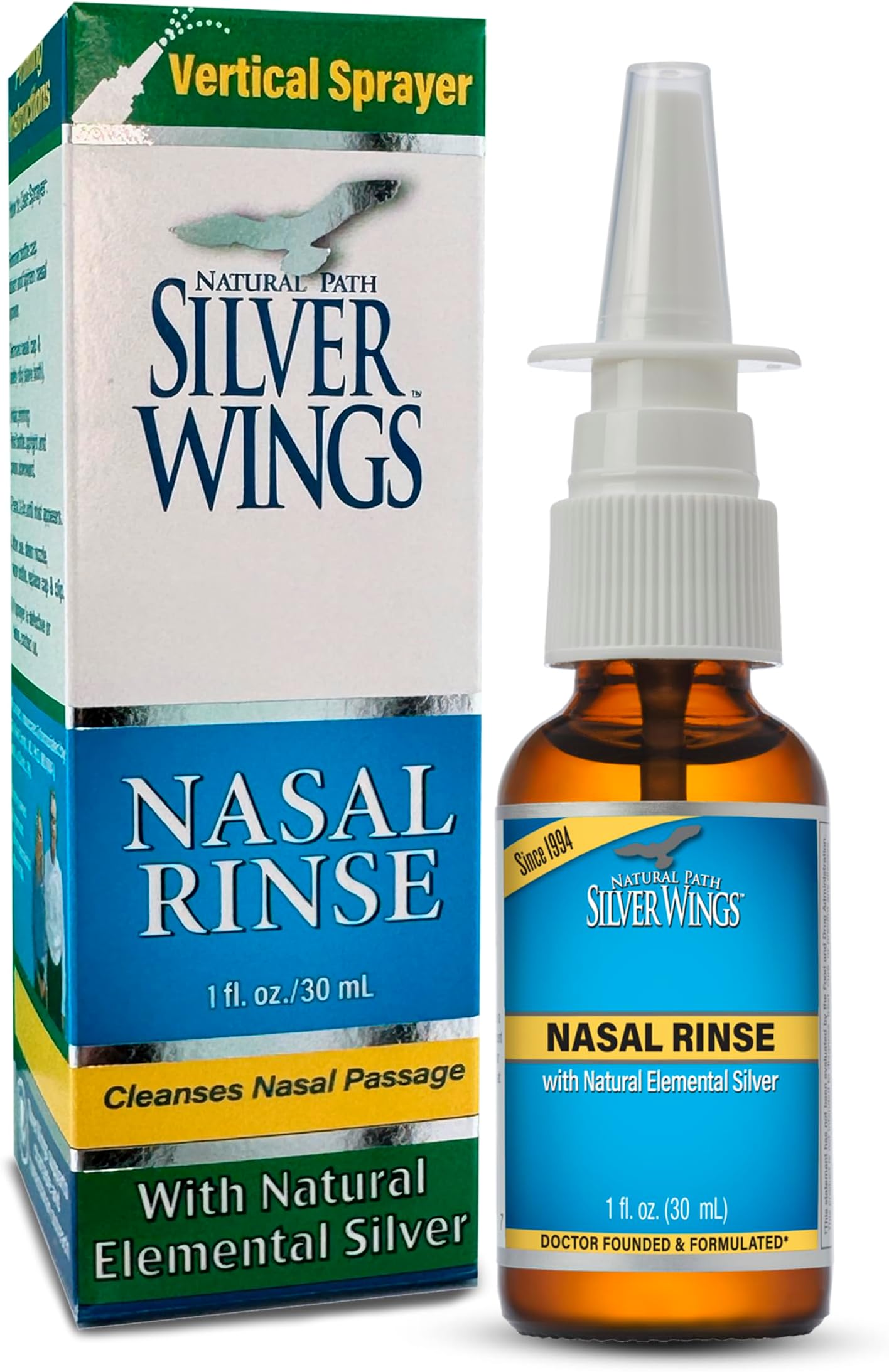 Natural Path Silver Wings Sinus Relief Natural Silver Nasal Spray - 250ppm - 1oz