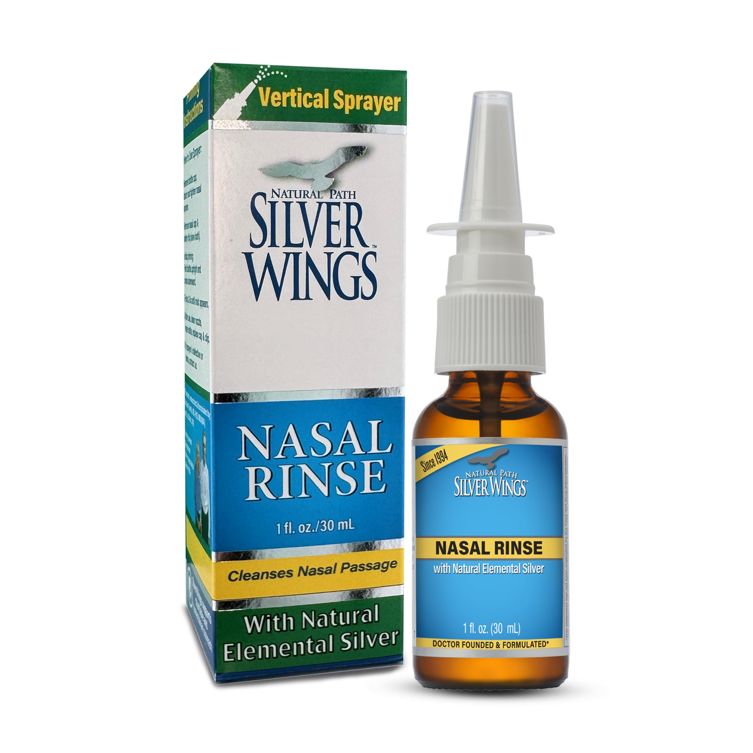 Natural Path Silver Wings Natural Silver Nasal Rinse Spray - 250 ppm - 1oz