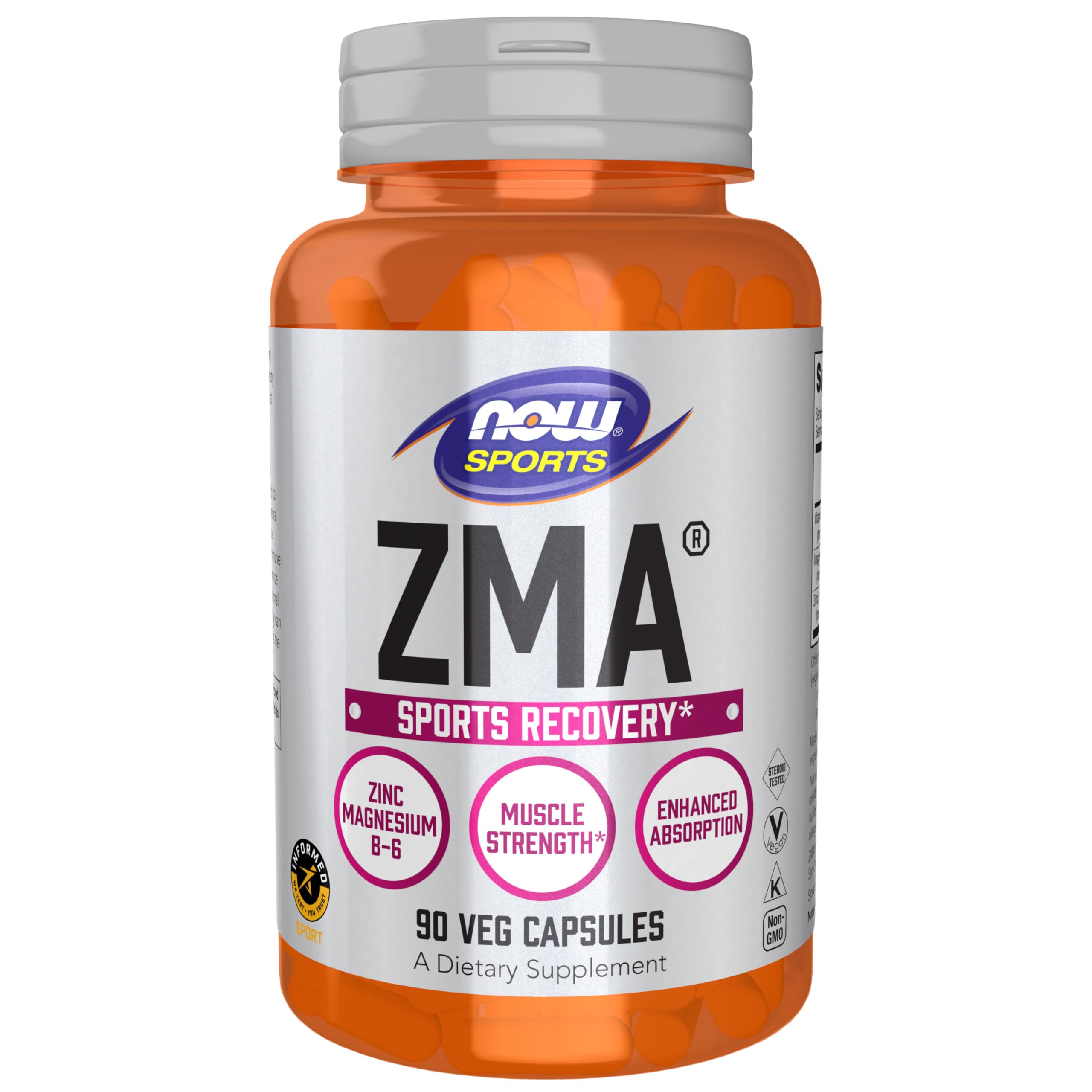 Sports Nutrition, ZMA (Zinc, Magnesium and Vitamin B-6), Enhanced Absorption, Sports Recovery*, 90 Capsules