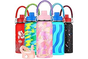 Personalized Insulated Water Bottle with Paracord Handle, Straw Lid, and Spout Lid