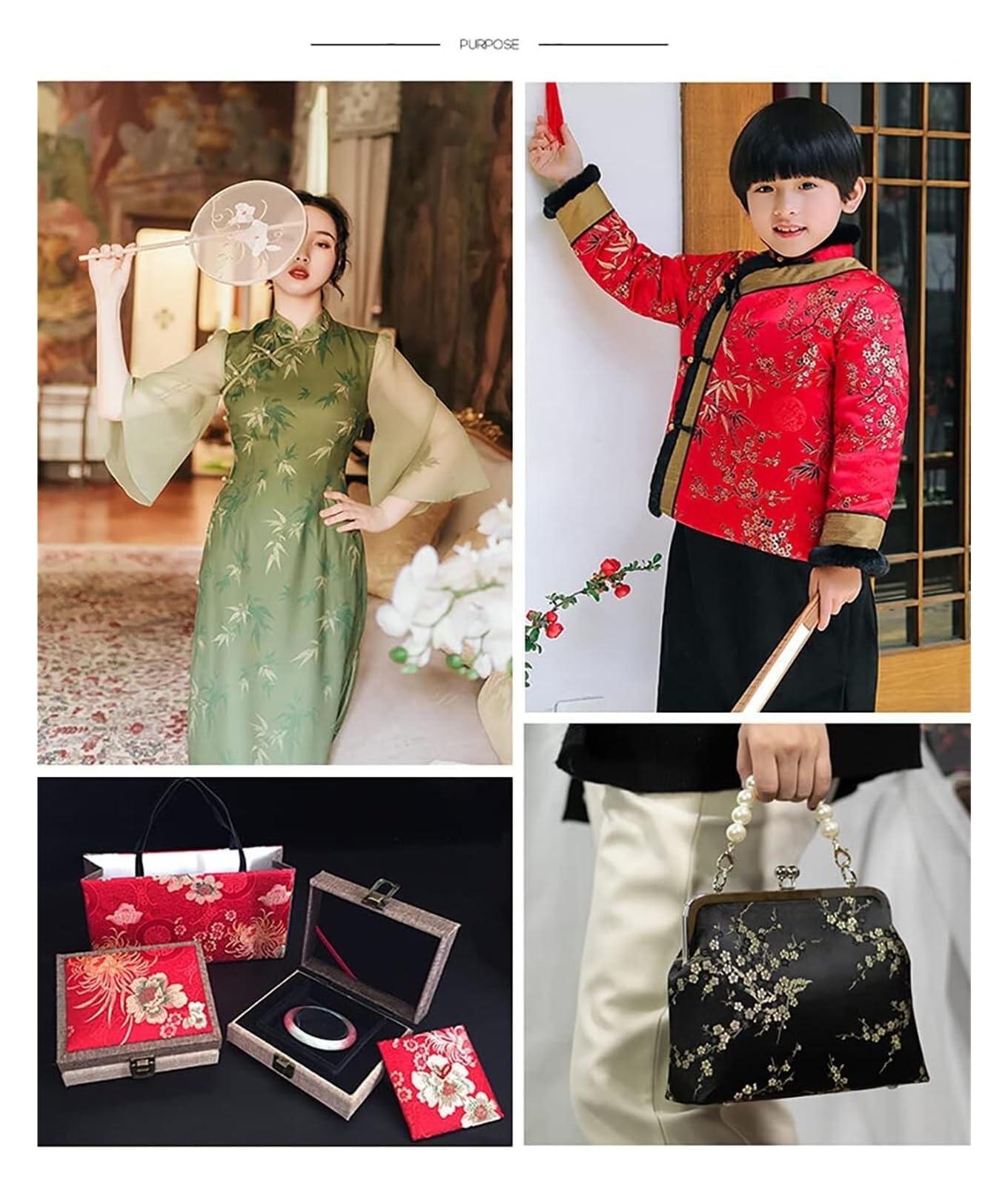 Brokatowy materiał adamaszkowy na jedwabną satynową sukienkę do szycia Cheongsam Kimono Multicolor 1 jard(Dark Blue)