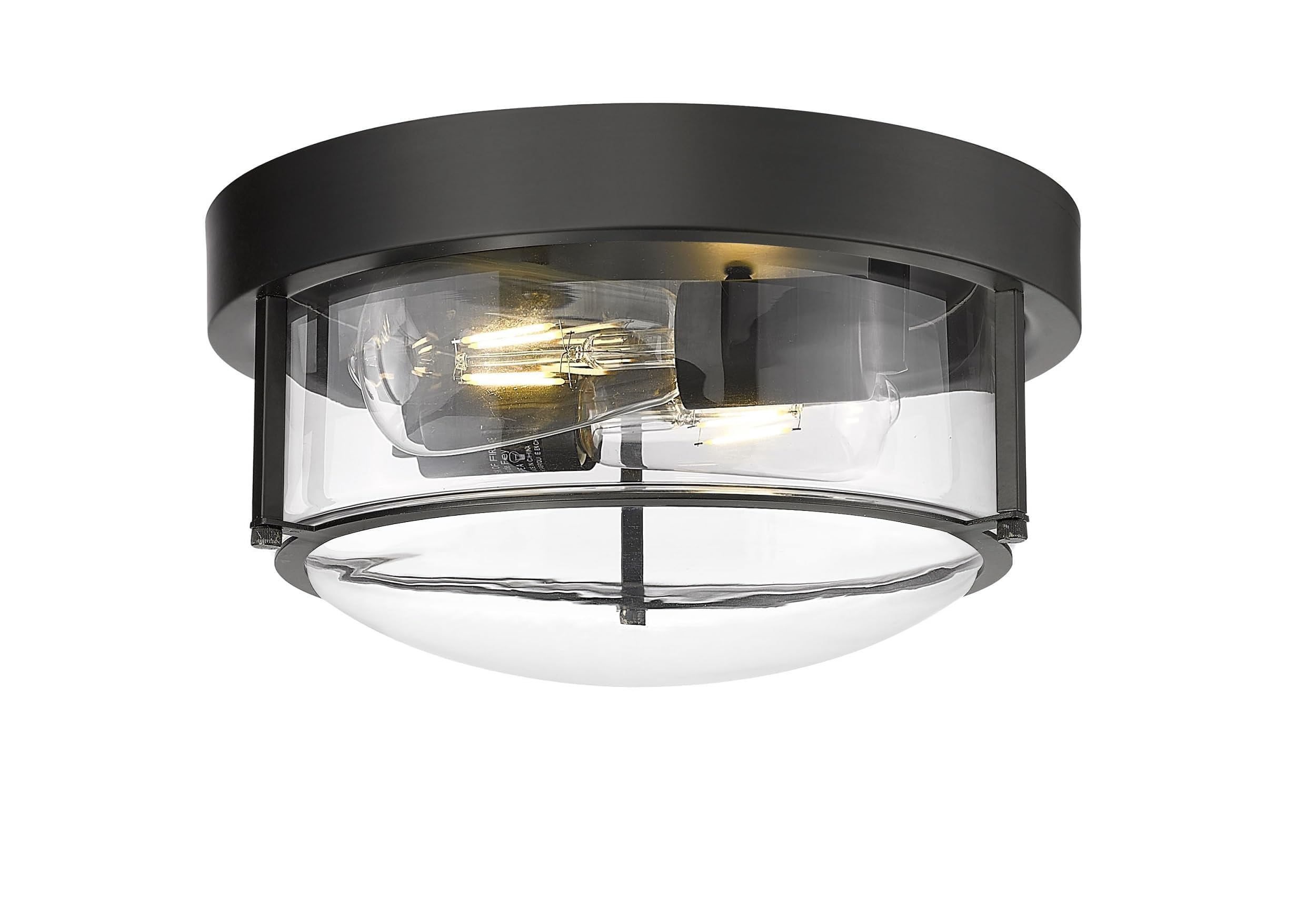 Odeums Flush Mount Ceiling Lights, Hallway Ceiling Light, Metal Ceiling Light Fixtures, 2-Light Indoor Modern Lighting Flush Mount Lights for Kitchen Bedroom Porch Living Dining Room (Black, D12)