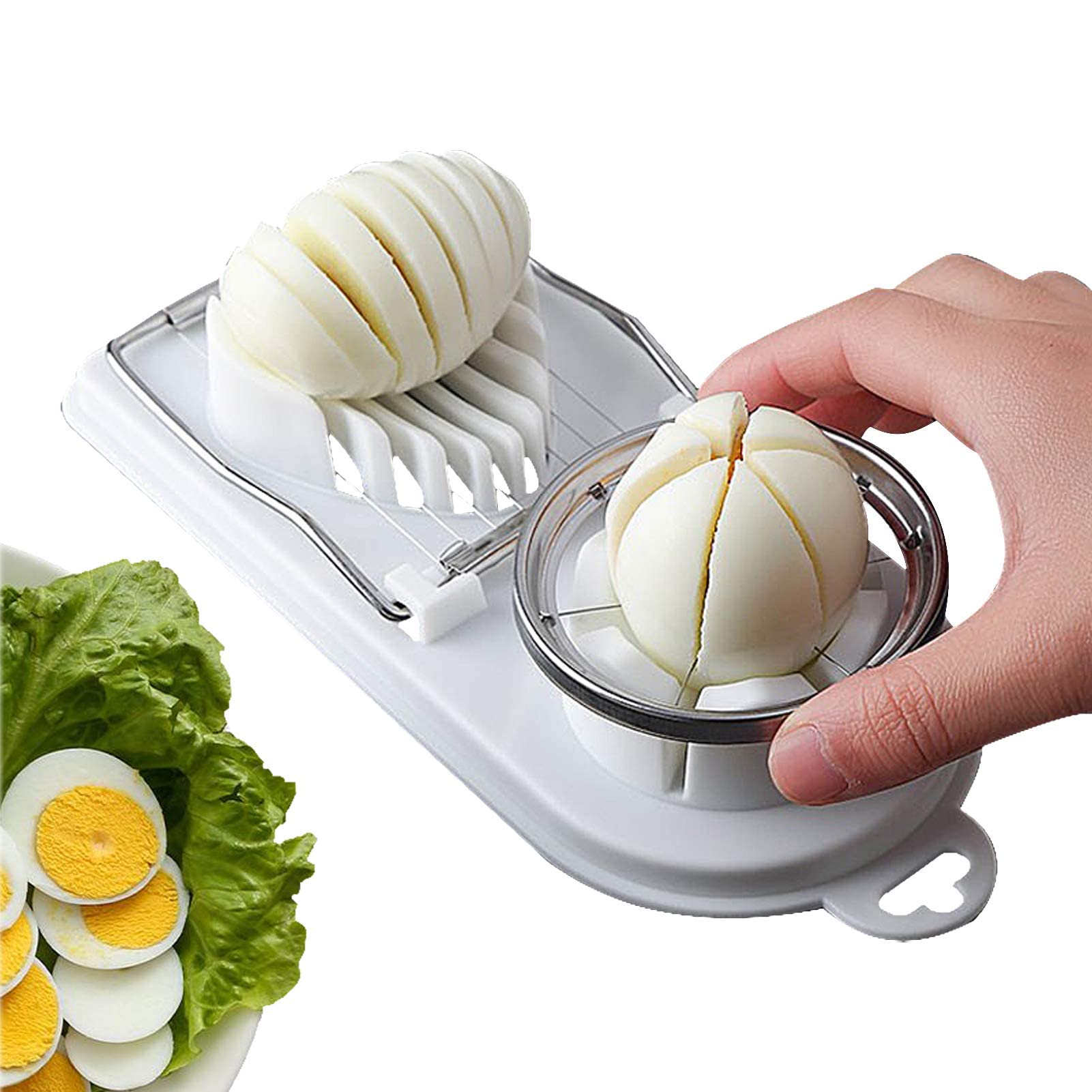 KASTWAVE Egg Slicer, Egg Slicer for Hard Boiled Eggs, Stainless Steel Wire Egg Slicer,with 2 Slicing Styles, Heavy Duty Aluminium Egg Cutter Dishwasher Safe for Egg Strawberry Soft Fruit