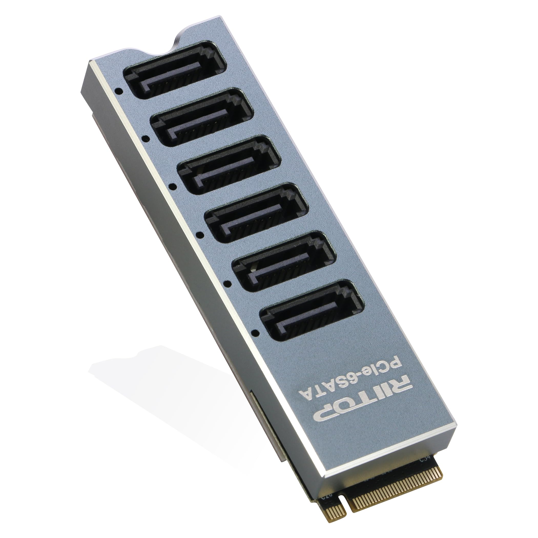 Adaptateur M.2 vers SATA [6 ports] Carte RIITOP M2 NVMe vers SATA 3.0 avec chipset ASM1166 pour SSD/HDD jusqu'à 6 Gbit/s