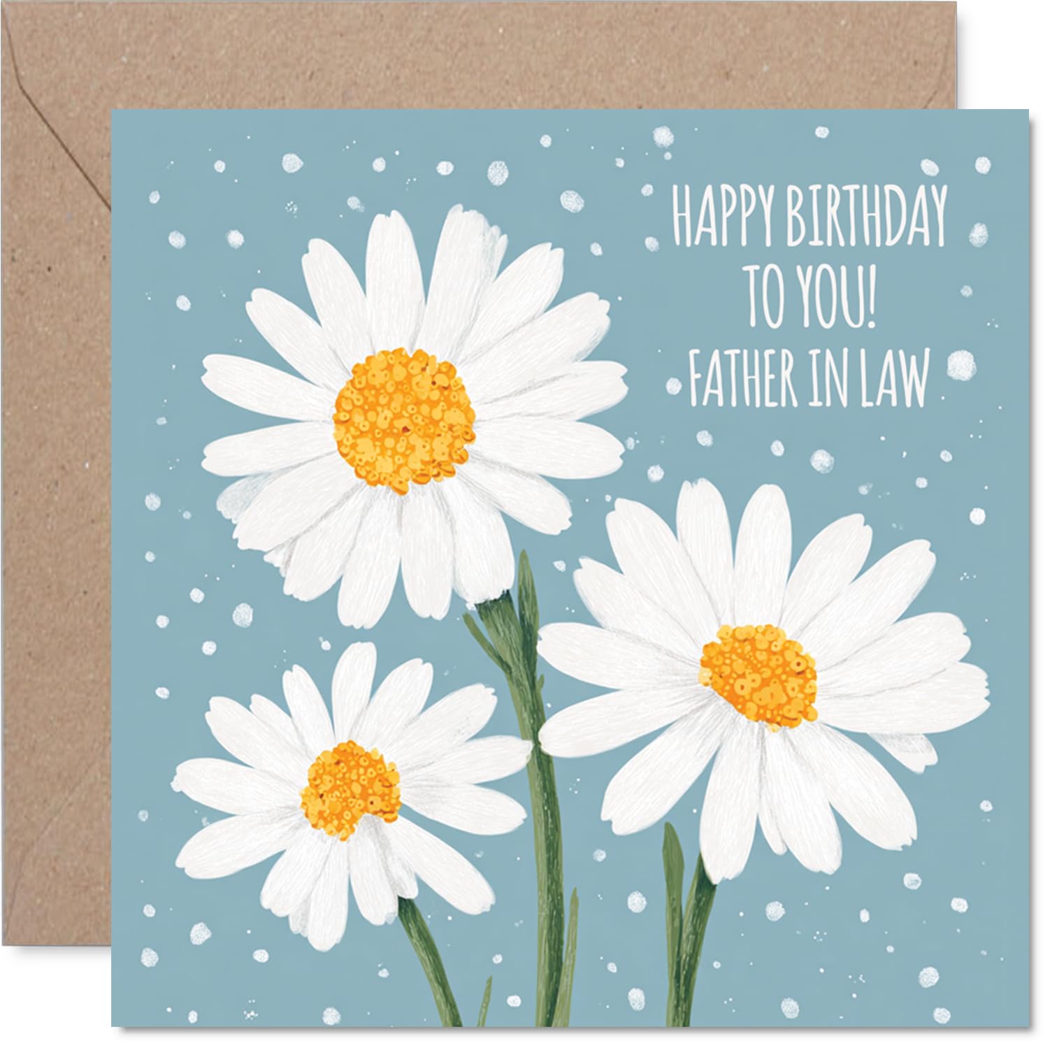 Father in Law Birthday Card - Daisies - Happy Birthday Card for Father in Law from Son Daughter, 145mm Fathers Day Greeting Cards