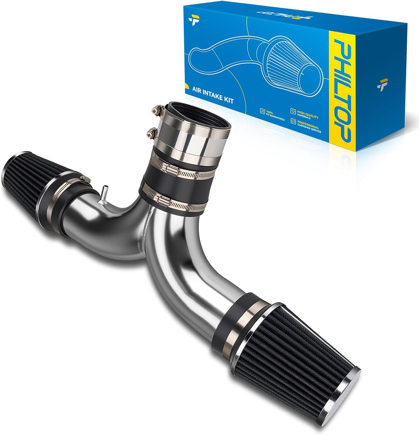 PHILTOP 3.5" Cold Air Intake Kit System Compatible with Dodge Ram 1500 / Ram 2500 / Ram 3500 2003 2004 2005 2006 2007 2008 5.7L V8, High Performance, Black Black 2003-2008 Ram 1500/2500/3500