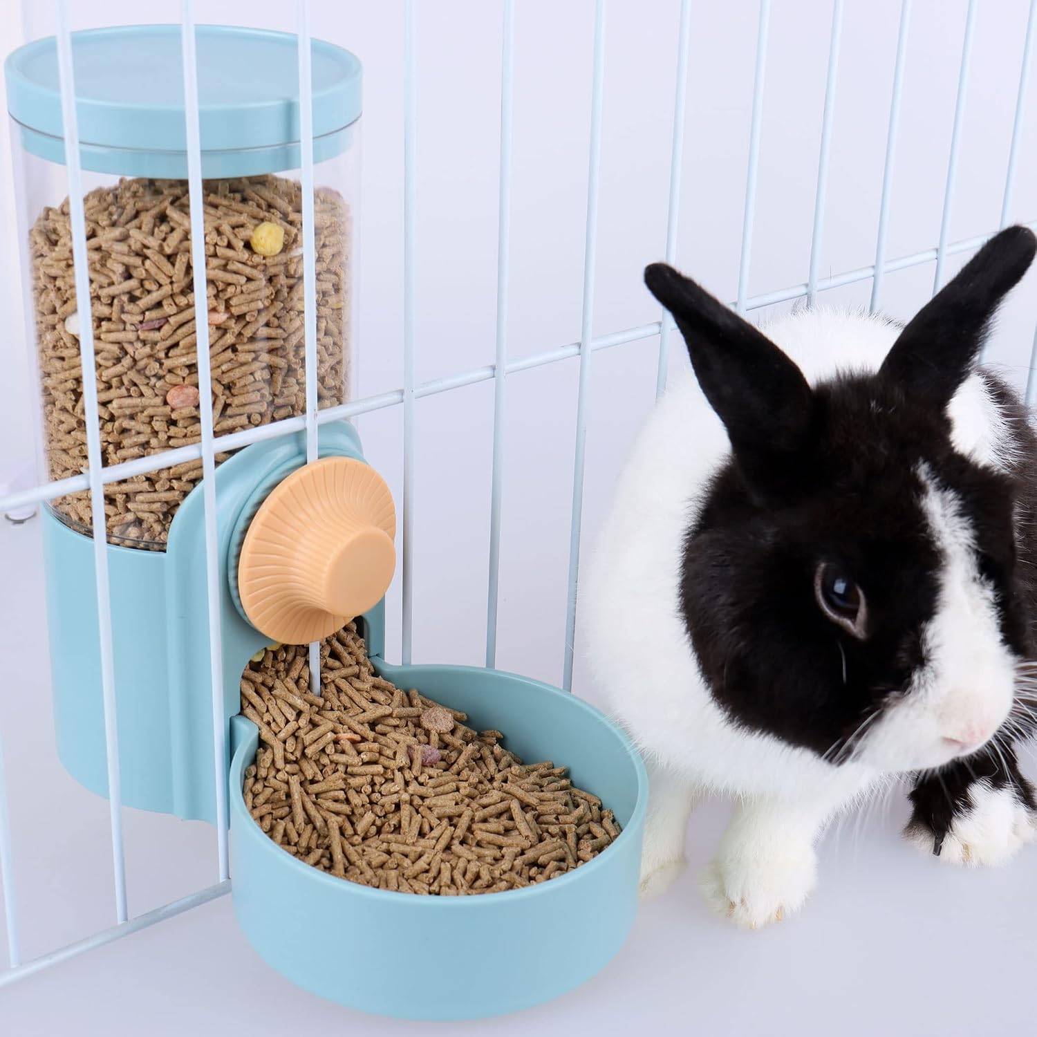 RUBYHOME Rabbit Hanging Automatic Food Dispenser, Small Animals Food Hanging Bowl for Crates & Cages Hanging Pet Cage Feeder for Cats…