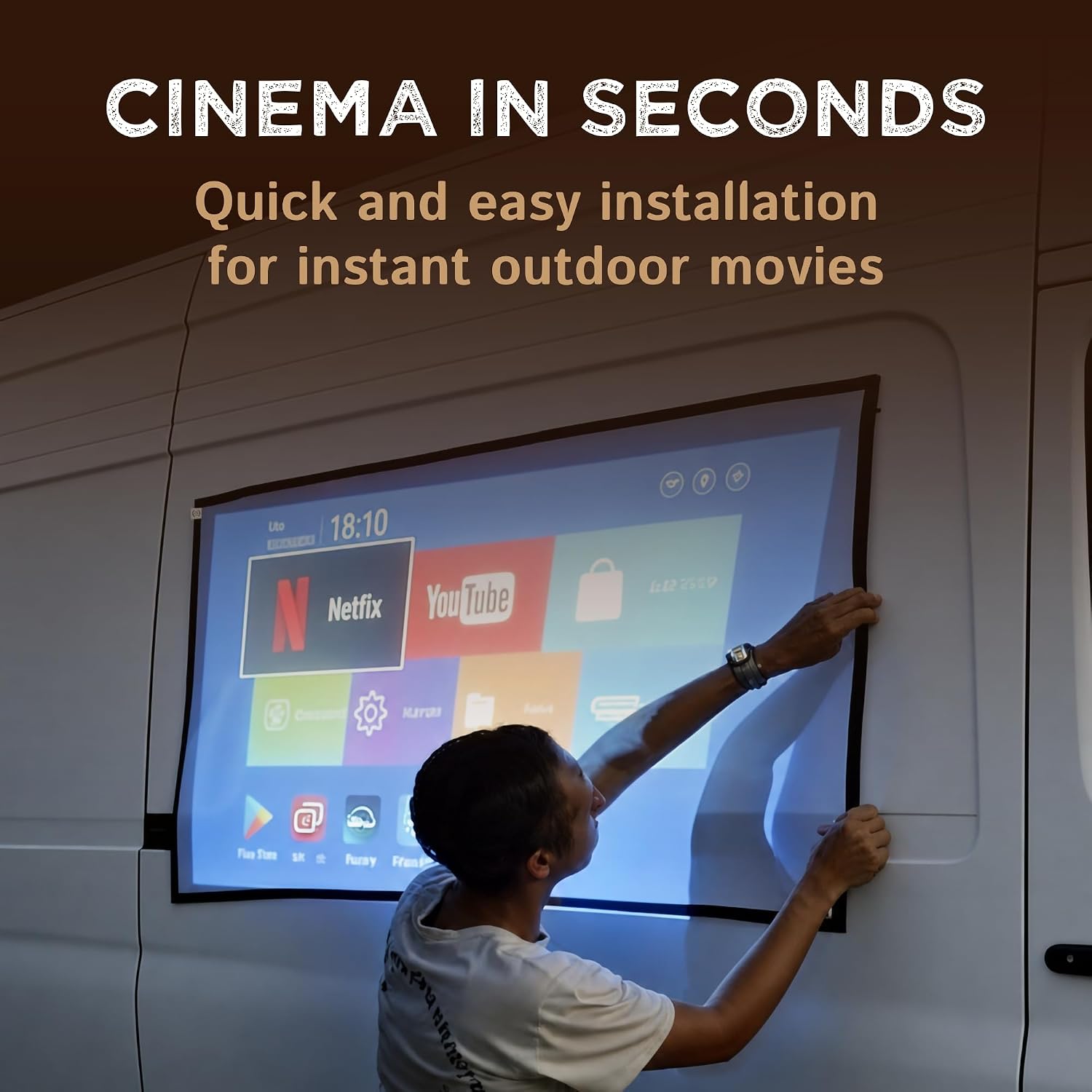 Magnetic Outdoor Projector Screen - Portable HD Projector Screen, 16:9 Aspect Ratio, 1080 Compatible, Foldable Camping White Screen for Van, SUV, Car - Outdoor Movies 5 71sP+PySr9L. AC SL1500
