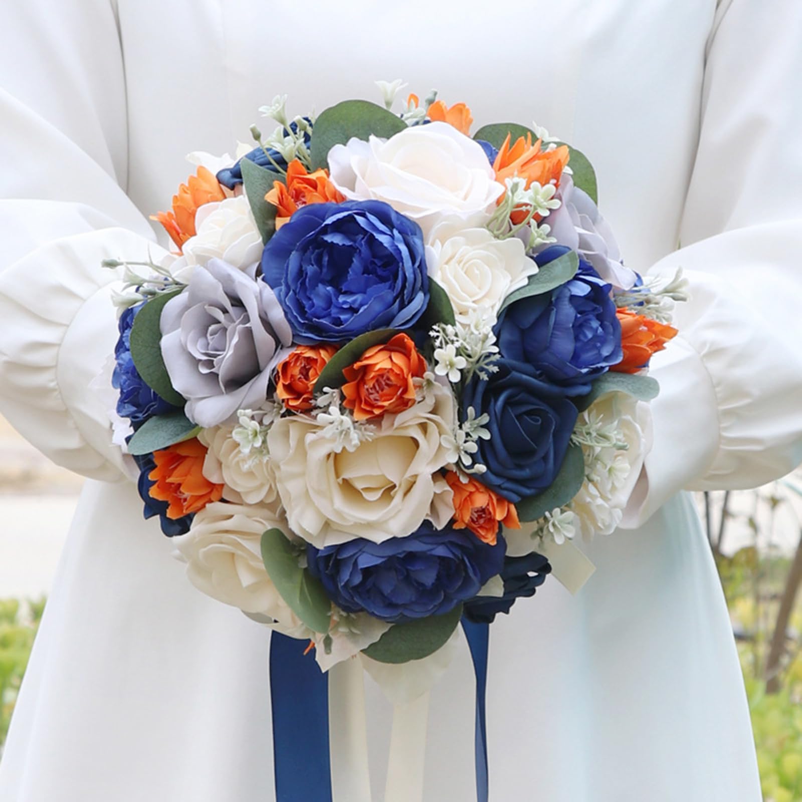 HJRegaFimu Boho Wedding Bouquets For Bride Cascading Bridal Bouquet Waterfall With Long Ribbon French Party Home Decor
