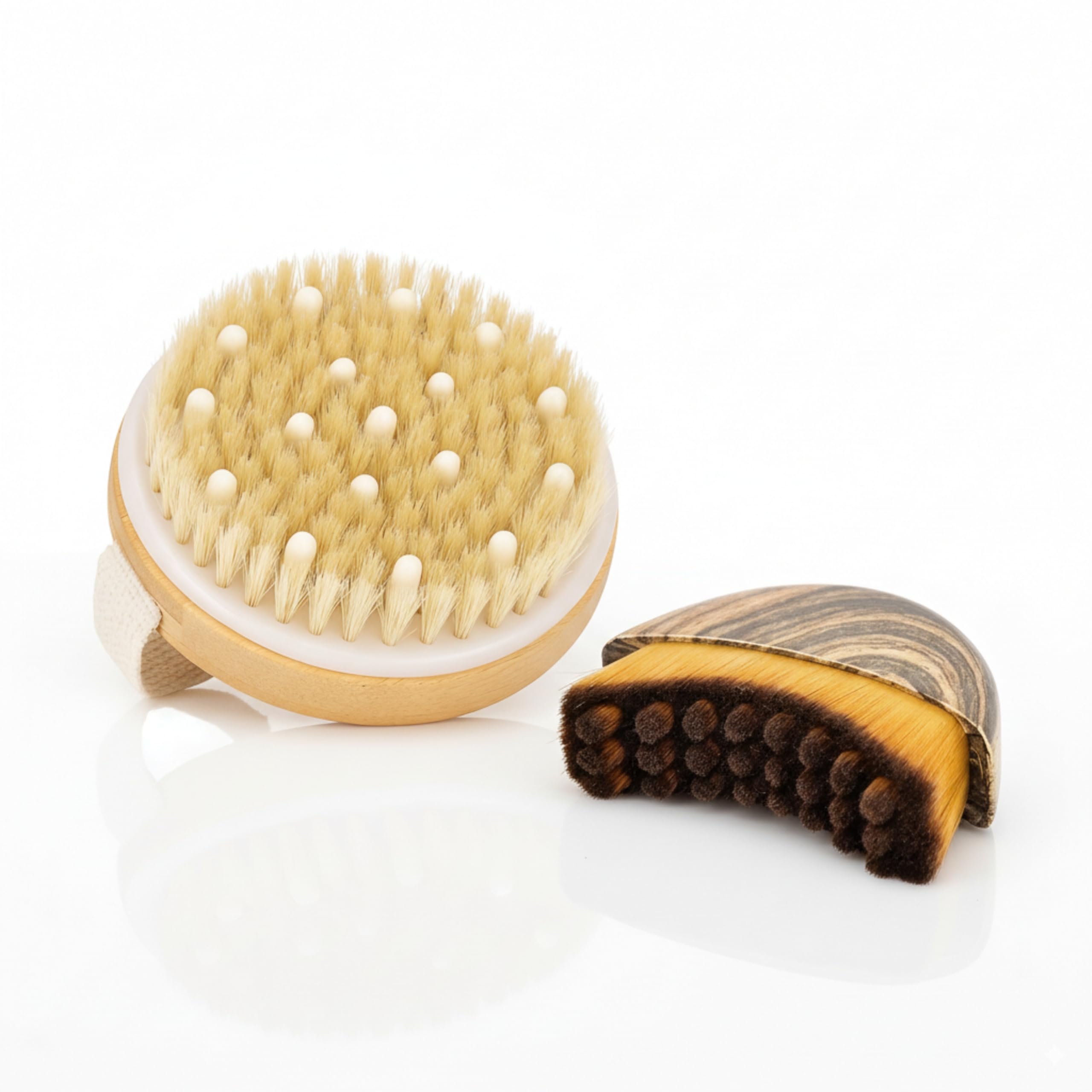 2 in 1 Dry Brushing Body & Face Contour Brush Set – Natural Boar Bristle Body Brush for Lymphatic Drainage, Cellulite & Exfoliation + Soft Facial Brush for Jawline Sculpting & Puffiness-image-48