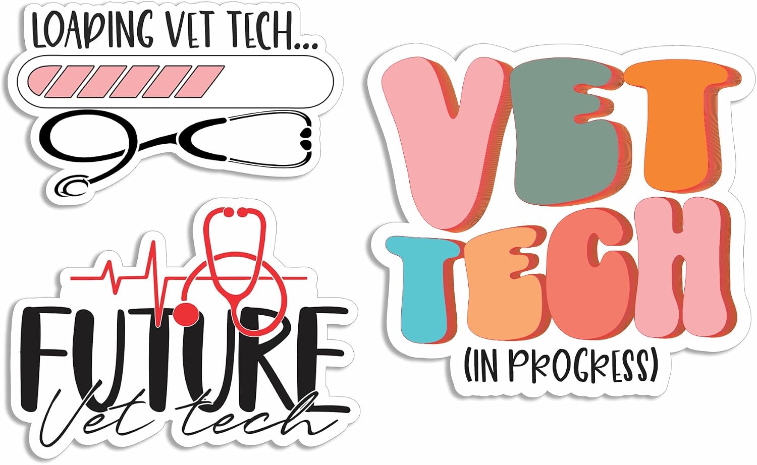 3Pcs - Future Vet Tech Sticker - Veterinary Sticker - Student - Funny - Notebook - Water Bottle - Laptop - Kindle - Phone - Case