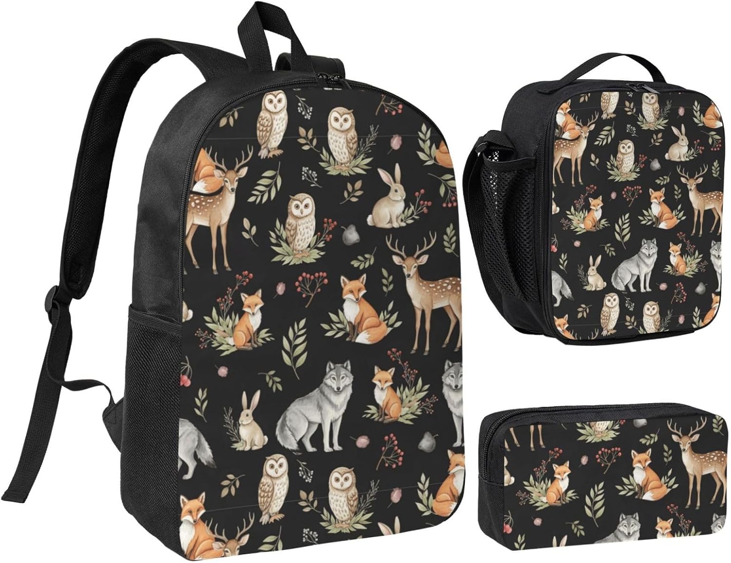 Compact 3-Piece Backpack Kit, 17-inch Laptop Bag + BPA-Free Lunch Box + Accessory Organizer (Unisex for Urban Commute/Travel, Us Rainbow Love Lgbt Pride Black American Flag)