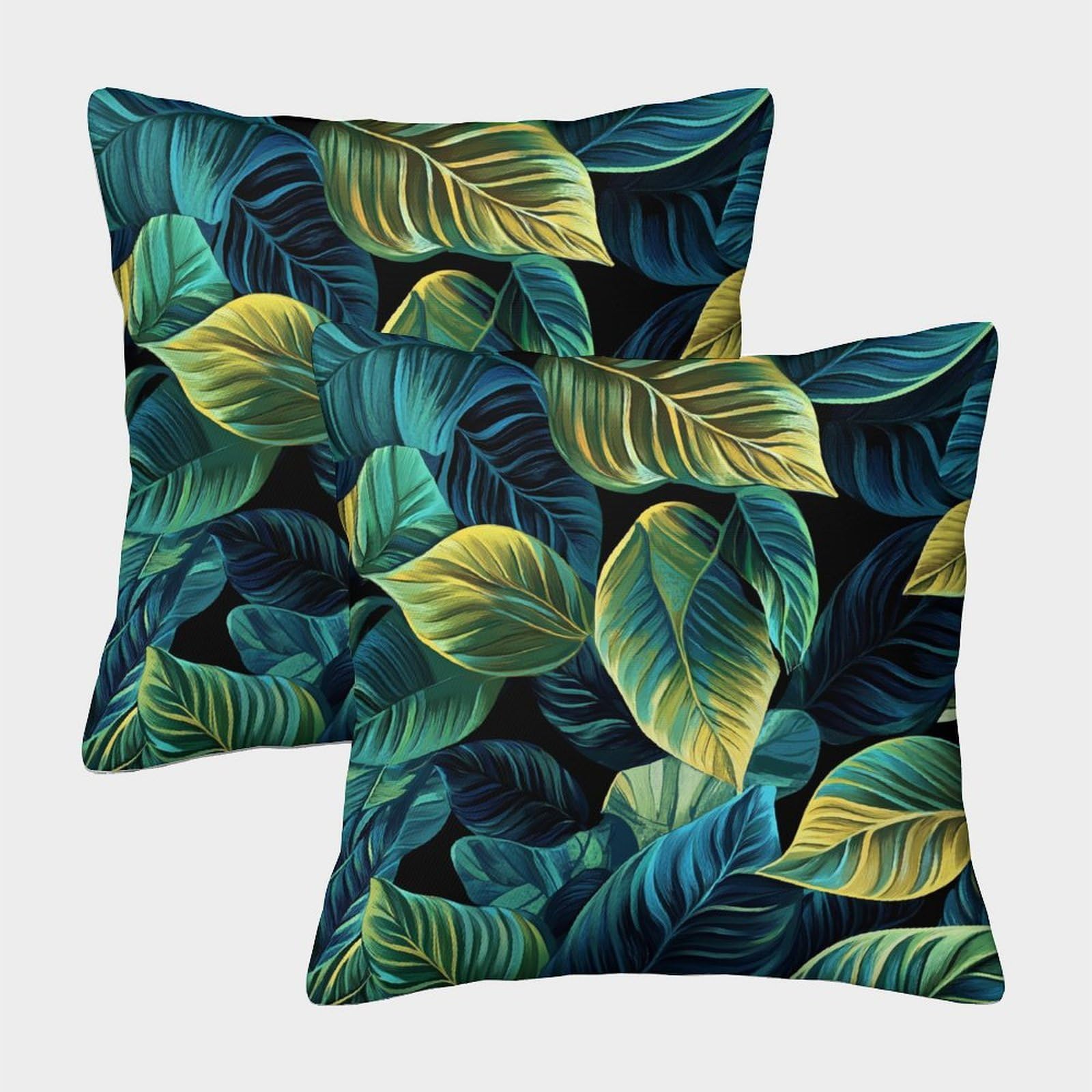 kaiyun 2 Pack Biological Pattern - Abstract Leaves Personalised Cushion Cover Home Sofa Decoration 40x40cm Pillow Covers