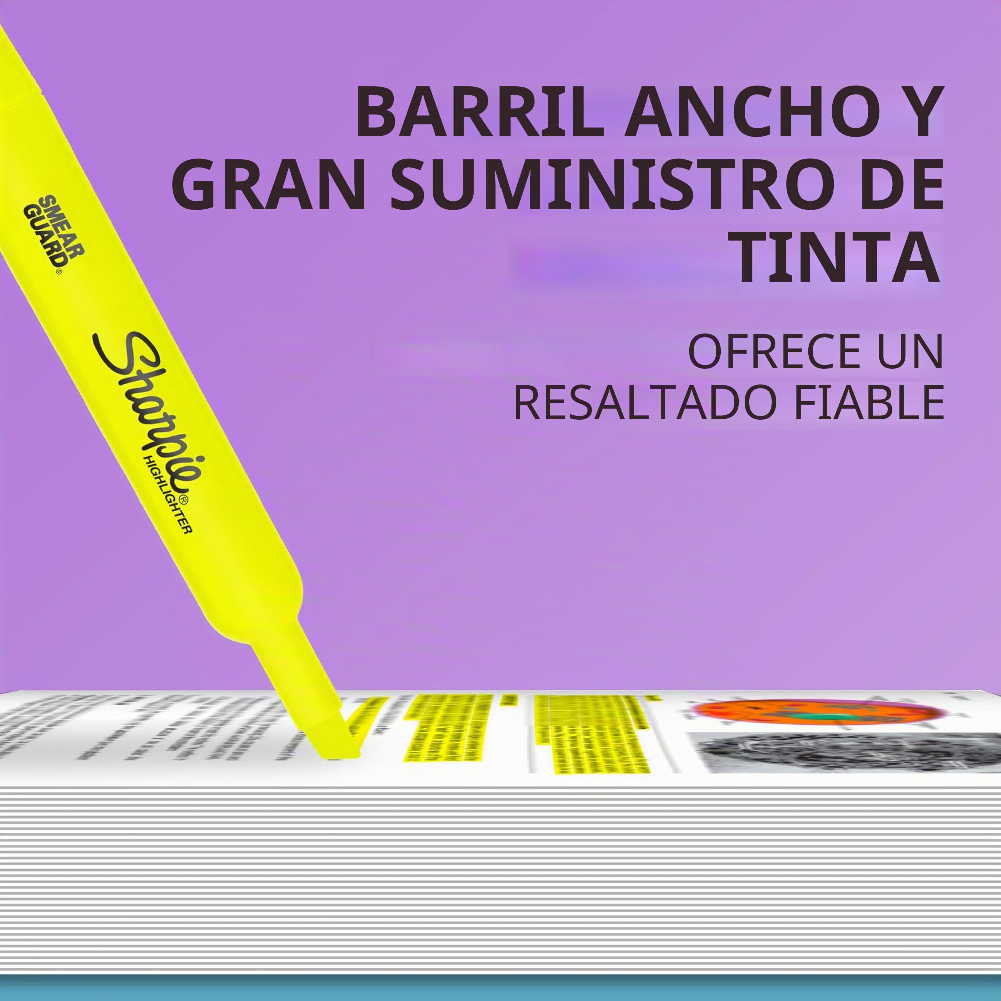 Sharpie 25164PP Accent Tank Highlighters, punta de cincel, amarillo fluorescente, 4 unidades