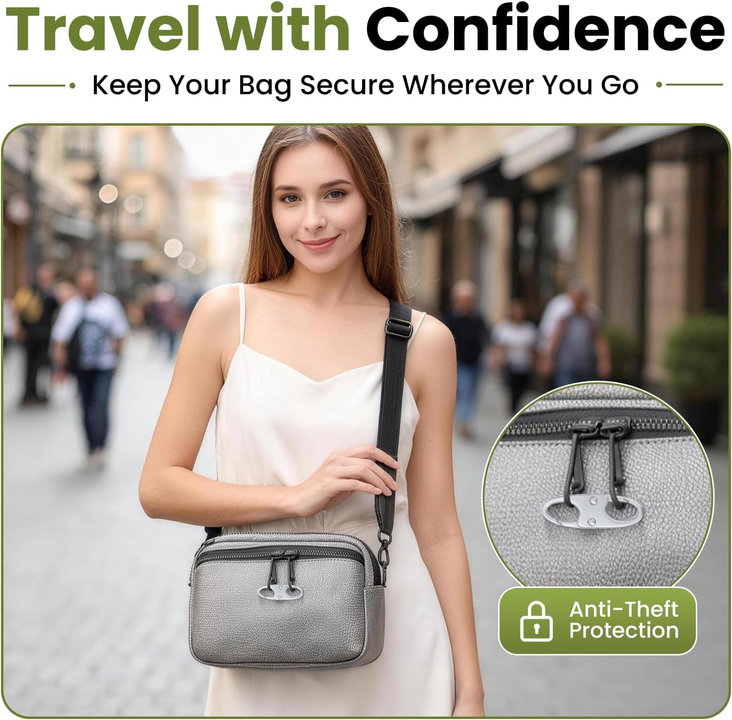 Premium 8 Pcs Anti Theft Zipper Clips, Frost Silver, Double Opening Small Carabiner Clips, Zinc Alloy Zipper Pull Replacement for Backpack Luggage Purse Travel Security Essentials image 4