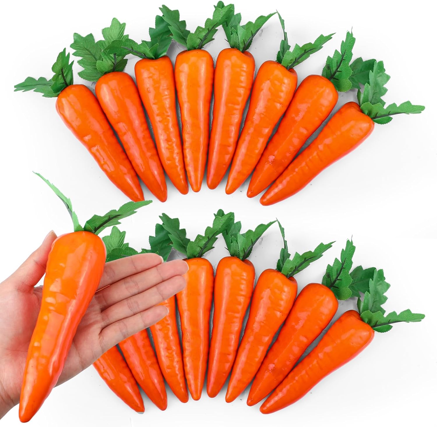 16 Pcs Easter Artificial Carrots 8.27 Inch Lifelike Fake Carrot for Decoration Easter Artificial Vegetables Simulation Carrots DIY Crafts Decoration