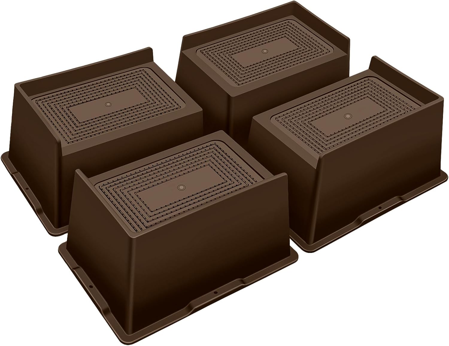 Bed Risers 4 Inch Heavy Duty,Oversized Couch Risers, Extra Wide Furniture Risers for Sofa Table Desk Headboard Chair Lifting,Rectangle Risering Blocks Support 6000 lbs(4 Pack Brown) Brown 4 Pack 4 Inch