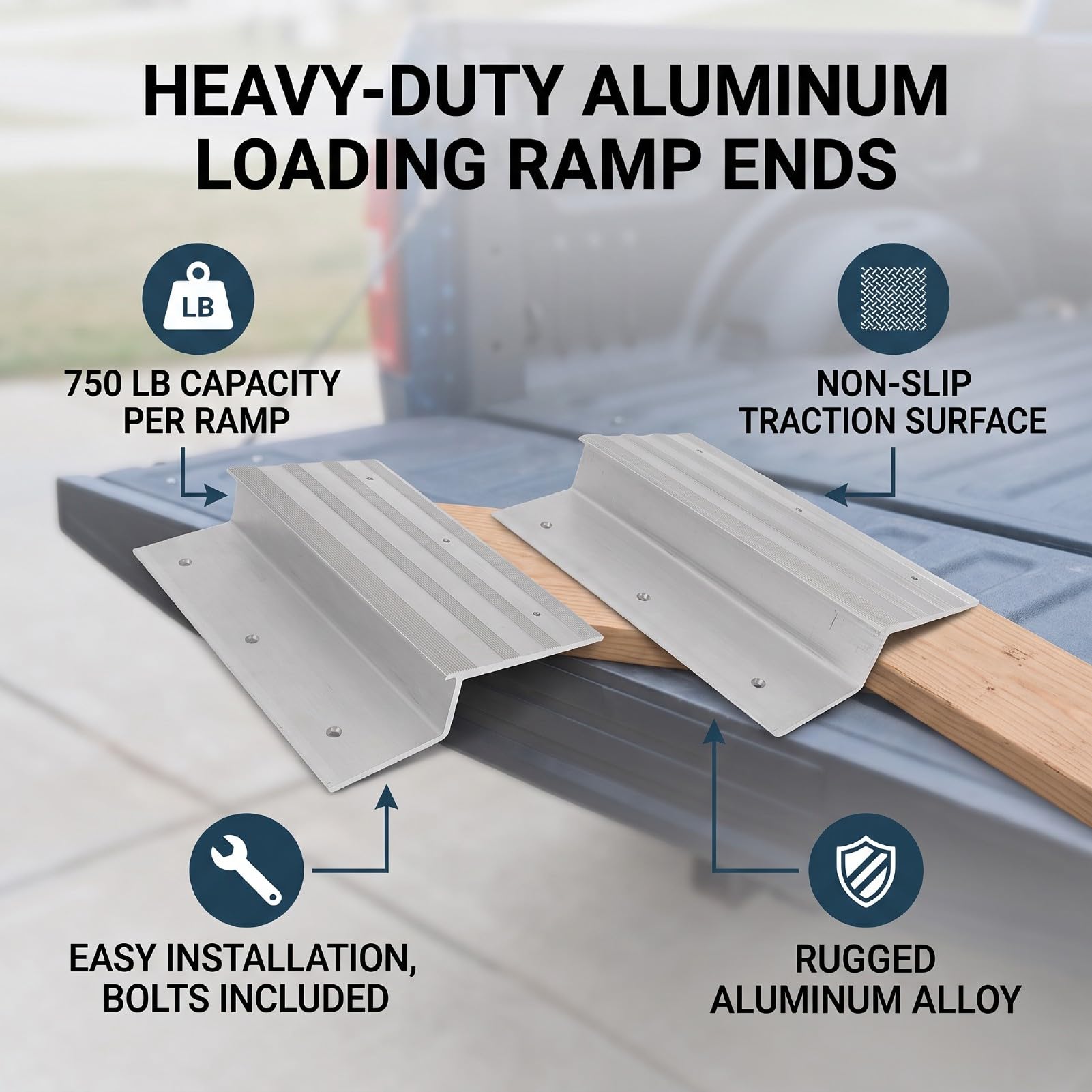 Aluminiowy Zestaw do Rampy 11,25 Cala, 750 Funtów na rampę | Końcówki Rampy Załadunkowej Płyty Rampy dla Przyczep Ciężarowych Motocykle Quady Kosiarki Sprzęt do Trawników