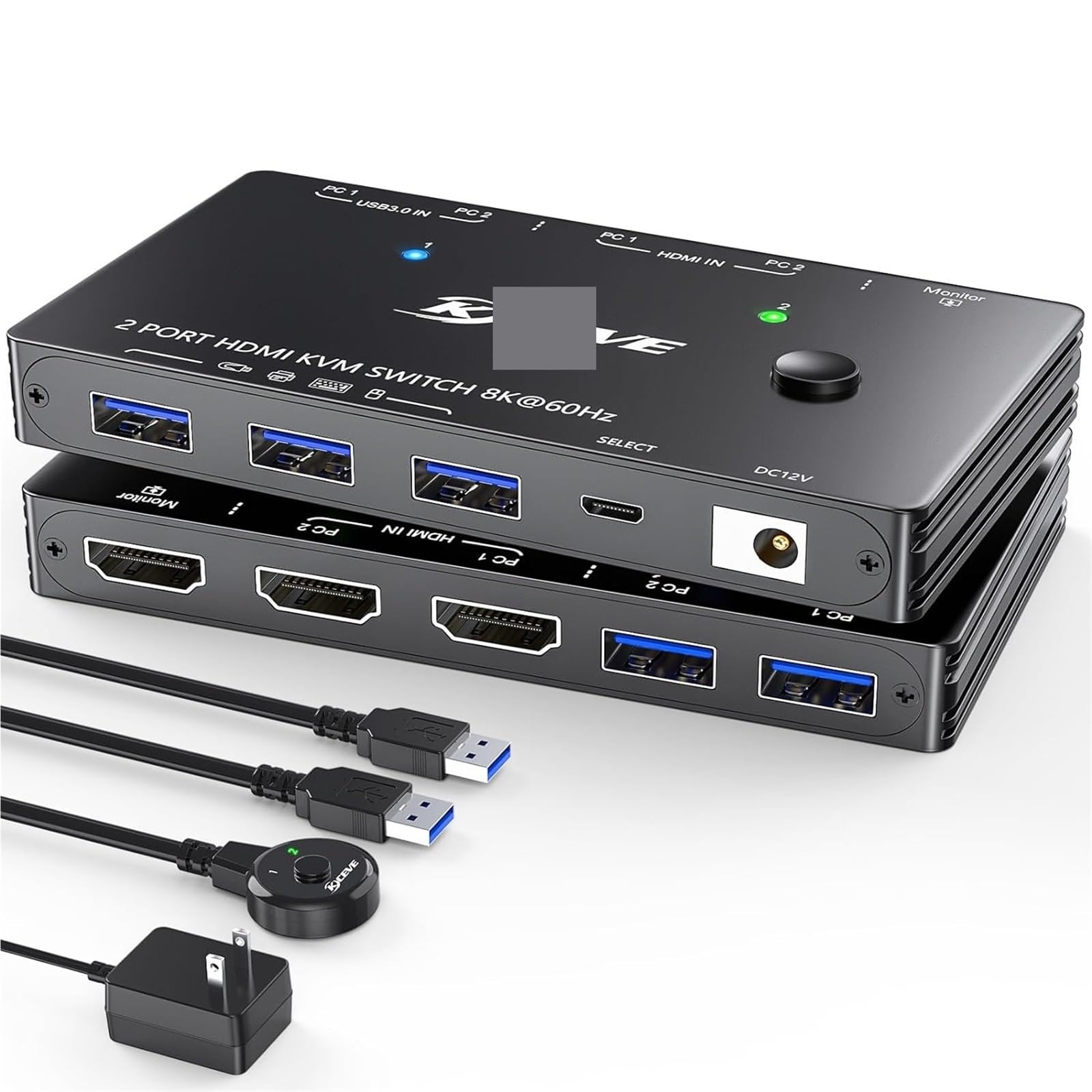 USB 3.0 KVM Switch 8K@60Hz 4K@120Hz with 3 USB3.0 Switcher for 2 Computers Sharing 1 Monitor Keyboard Mouse-image-25