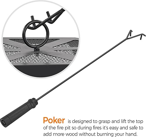 Miniatura 6 de Topeakmart Pozo de fuego para exterior de 26 pulgadas en forma hexagonal para exteriores, chimenea de leña para exteriores, patio, campamento,