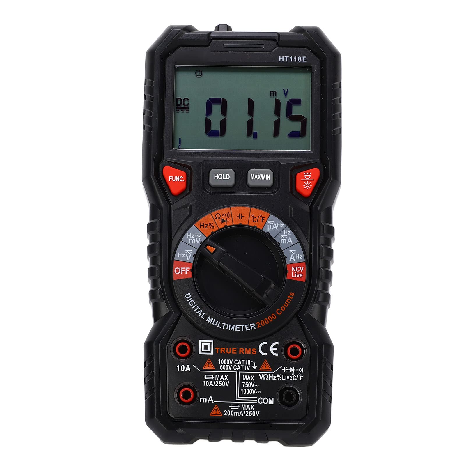 FTVOGUE Digital-Multimeter, Auto-Ranging-Spannungsprüfer, ABS, 1000 V DC, 750 V AC, 10 A, Strom-Widerstandsmessgerät für Elektronische Messungen, Heimreparatur, Heimwerker, Elektriker