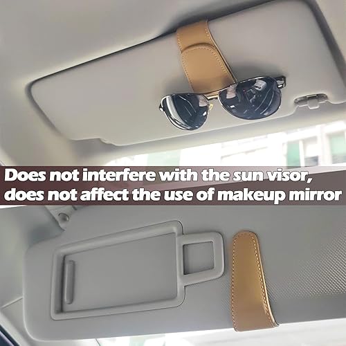 Miniatura 5 de Paquete de 2 soportes para lentes de sol para automóvil, de cuero de microfibra suave, soporte para lentes de sol, accesorios de automóvil para