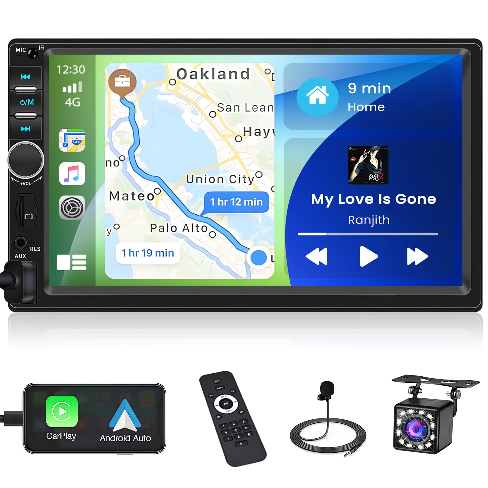 Inefala Radio Pantalla Coche 2 DIN 7 Pulgadas con Apple Carplay y Android Auto, Pantalla Carplay Coche con Bluetooth, Mirror Link, Soporta FM, USB, AUX, TF, Control Remoto, Cámara Trasera