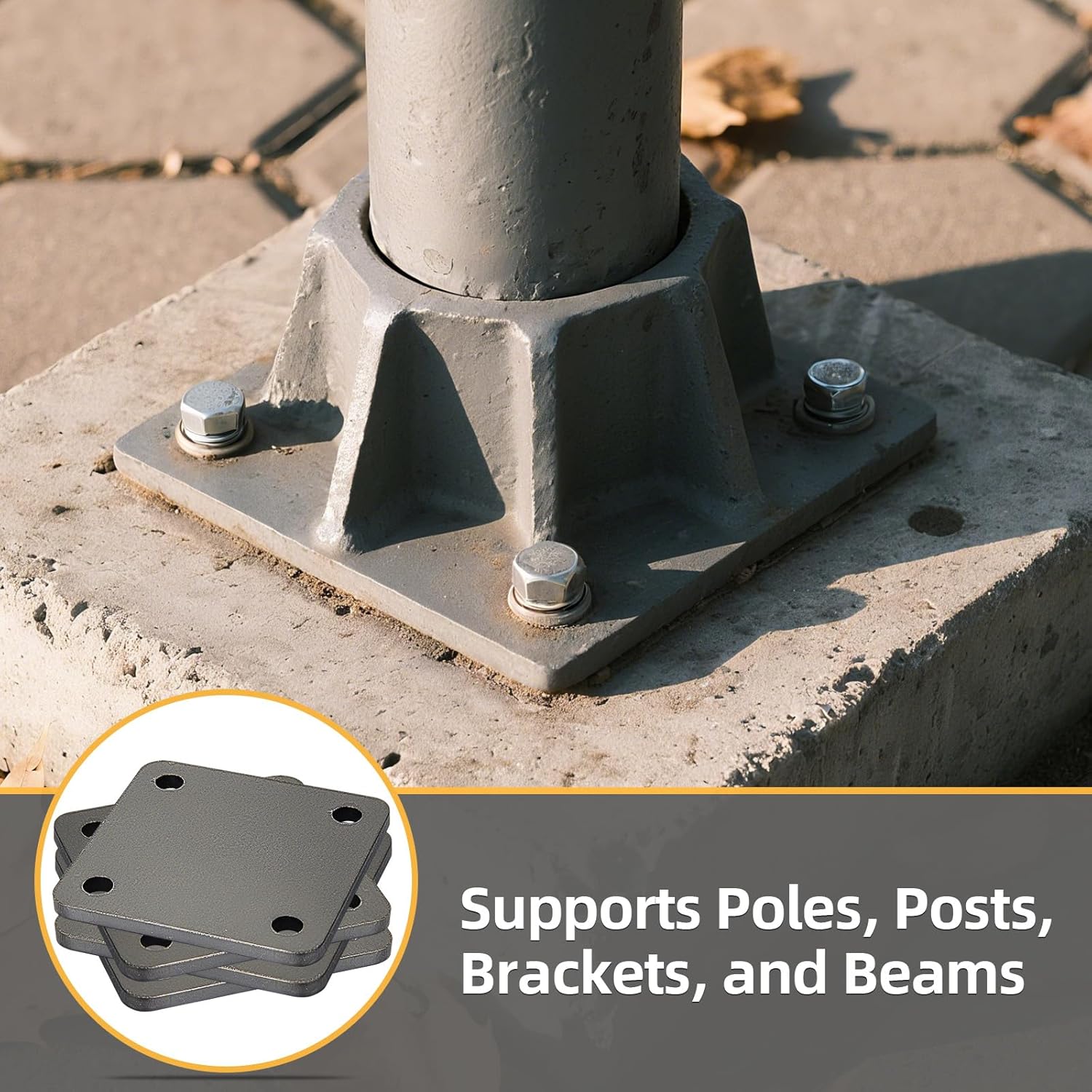 INMOZATA 8PCS 6'' x 6'' A36 Steel Plates, 1/4'' Thick Hot Rolled Steel Sheets with 4 Holes, Weldable Square Metal Plate for Welding, Structural Support, Industrial Use