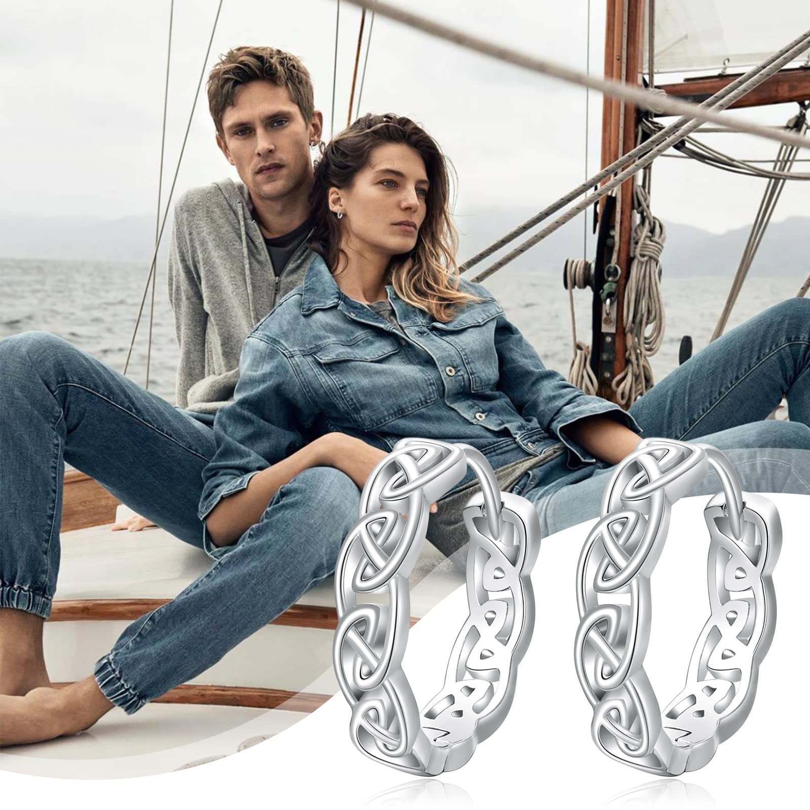 Unisex Creolen 925 Sterling Silber Keltische Kreuz Creolen Wikinger Rune Creolen Schlafen Kreolen Ohrringe Klapp Creolen Ohrringe Ohrschmuck Geschenk für Männer Frauen