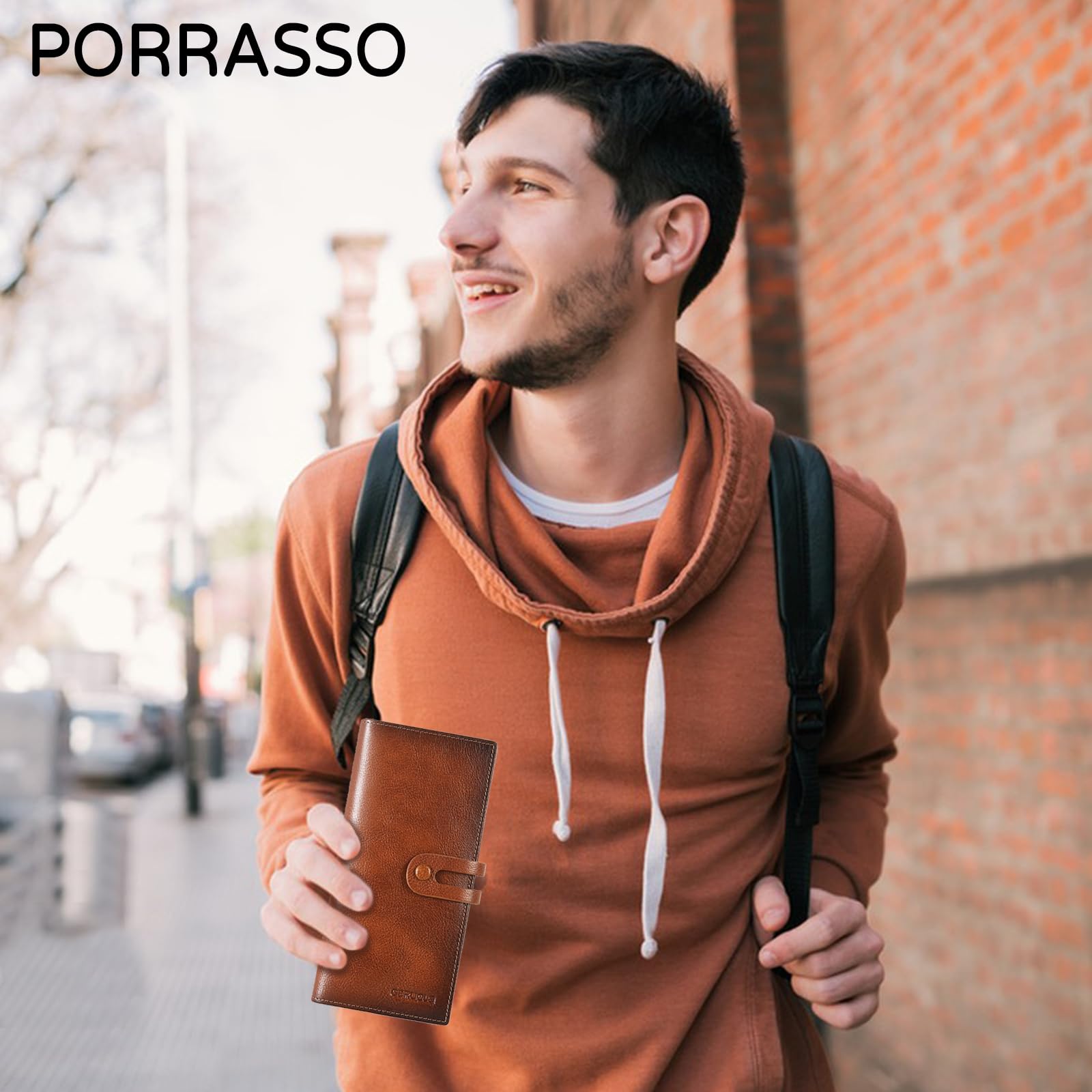 Cartera de Hombre Billetera Cuero Cartera con Protección RFID Tarjetero Monederos Larga Wallet con 12 Ranuras para Tarjetas Marrón
