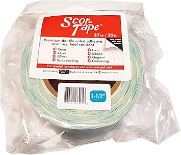 Scor-Tape 2.5" Double-Sided Adhesive Tape, 27 Yards, Acid-Free, Ultra-Thin, Perfect for Card Making, Scrapbooking & Paper Crafts, Single Roll