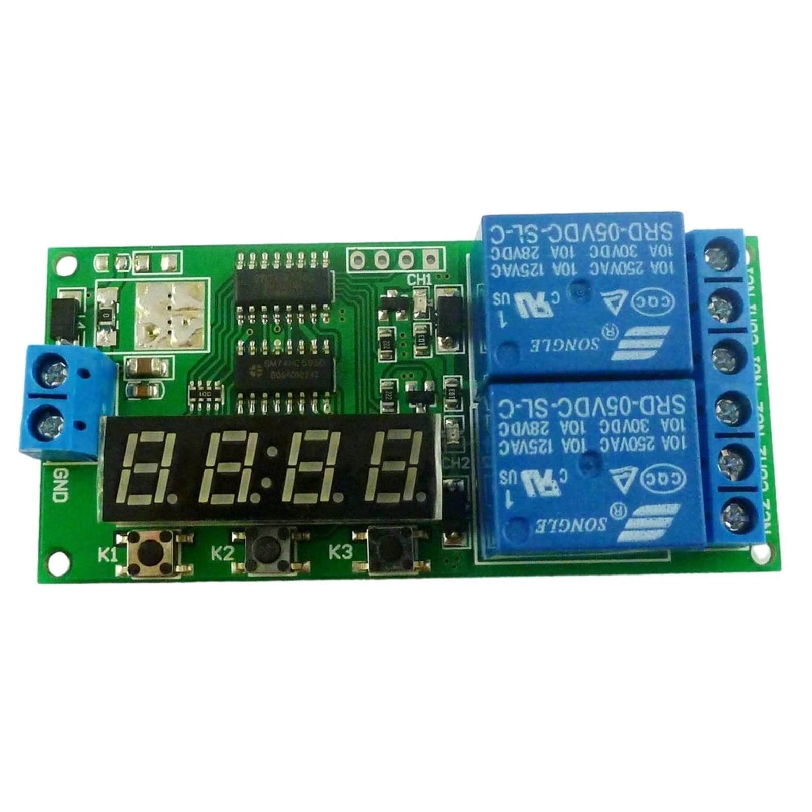 KC22B02 5V Modulo relè di ritardo multifunzione a 2 canali Modulo interruttore relè timer ciclo 0-9999s for motore LED Smart Home
