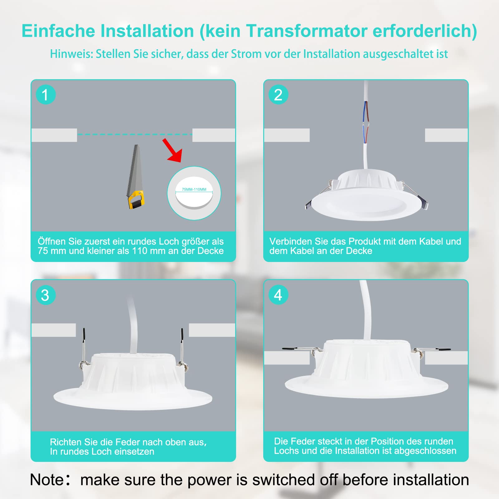 Lot De 12 Spots LED Encastrables Extra-Plats 7W 700LM – Blanc Neutre 4500K, IP44 Salle De Bain & Salon
