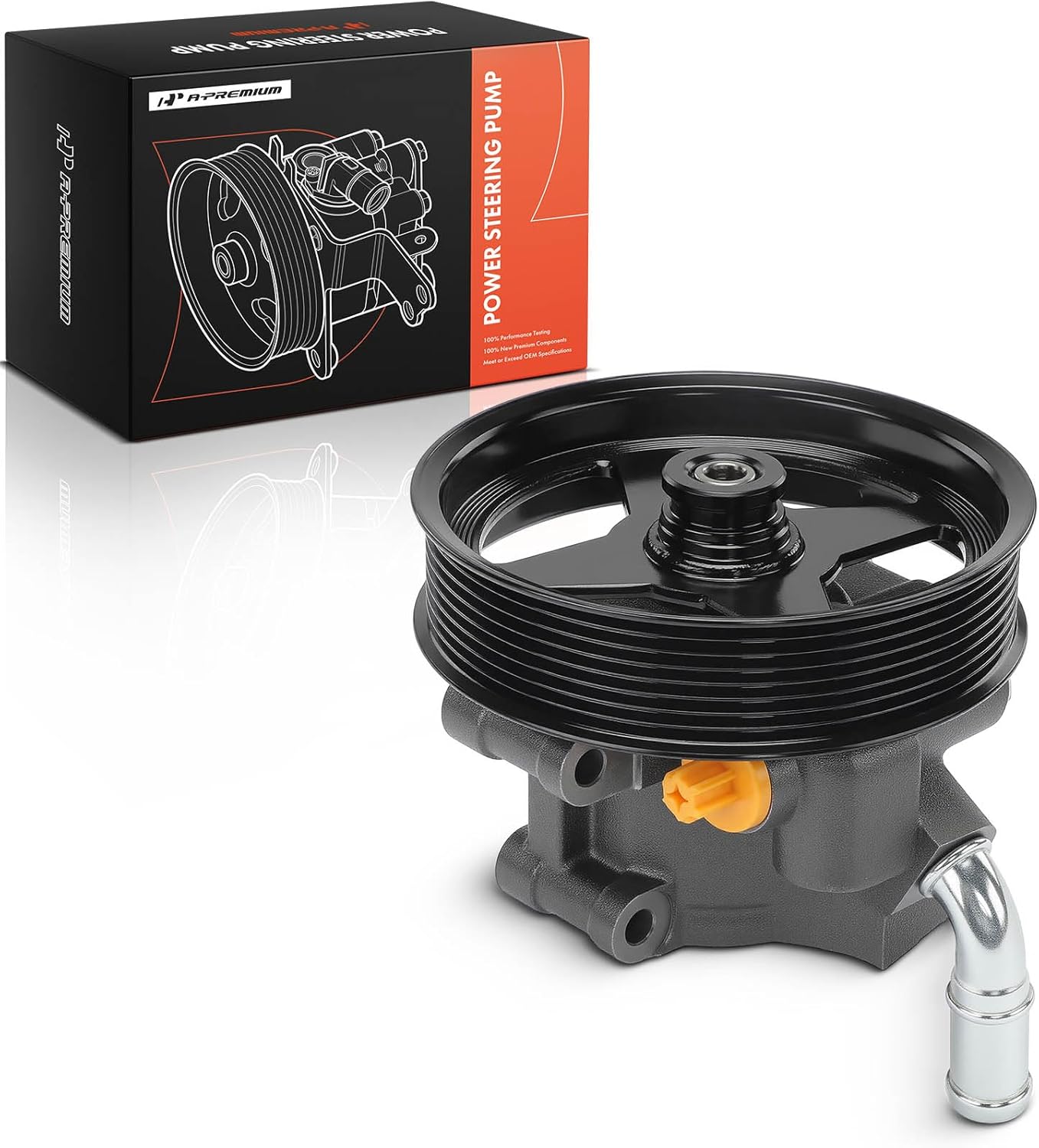 A-Premium Power Steering Pump, with Pulley, Compatible with Ford F-250 F-350 F-450 F-550 Super Duty 2005-2007, Excursion 2004-2005