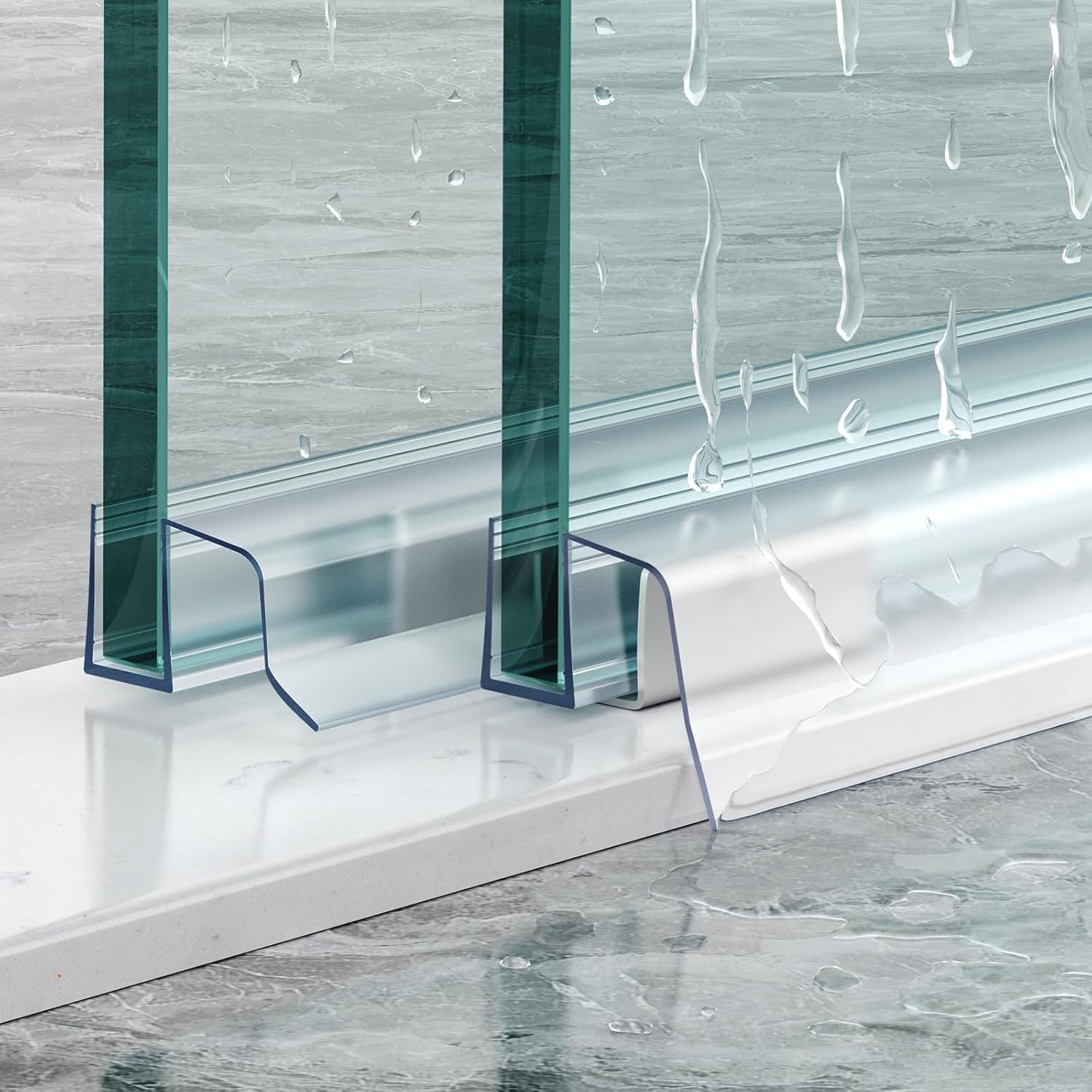 Sliding Shower Door Bottom Seal, 2 PCS 3/8" x 36" Sliding Shower Door Sweep for 3/8Inch Glass, Frameless Glass Door Seal Strip Stop Shower Leaks and Create a Water Barrier 2PCS Bottom Sweep-3/8"