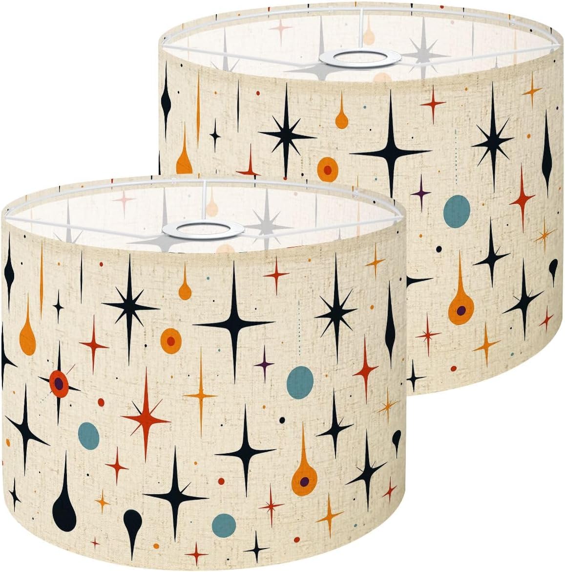 Lampshades Lamp Shades set of 2 Mid Century Fifties Modern Atomic Retro Luxurious Light Shade for Table Lamps Floor Lamps Drum Lamp Shades Lampshade Replacement