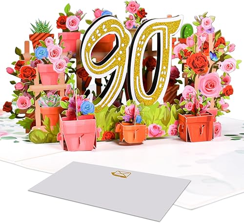 Magic Ants Tarjeta de 90 aniversario, tarjeta de cumpleaños, tarjeta de aniversario 90 de boda, tarjeta de felicitación 3D, tarjeta de cumpleaños