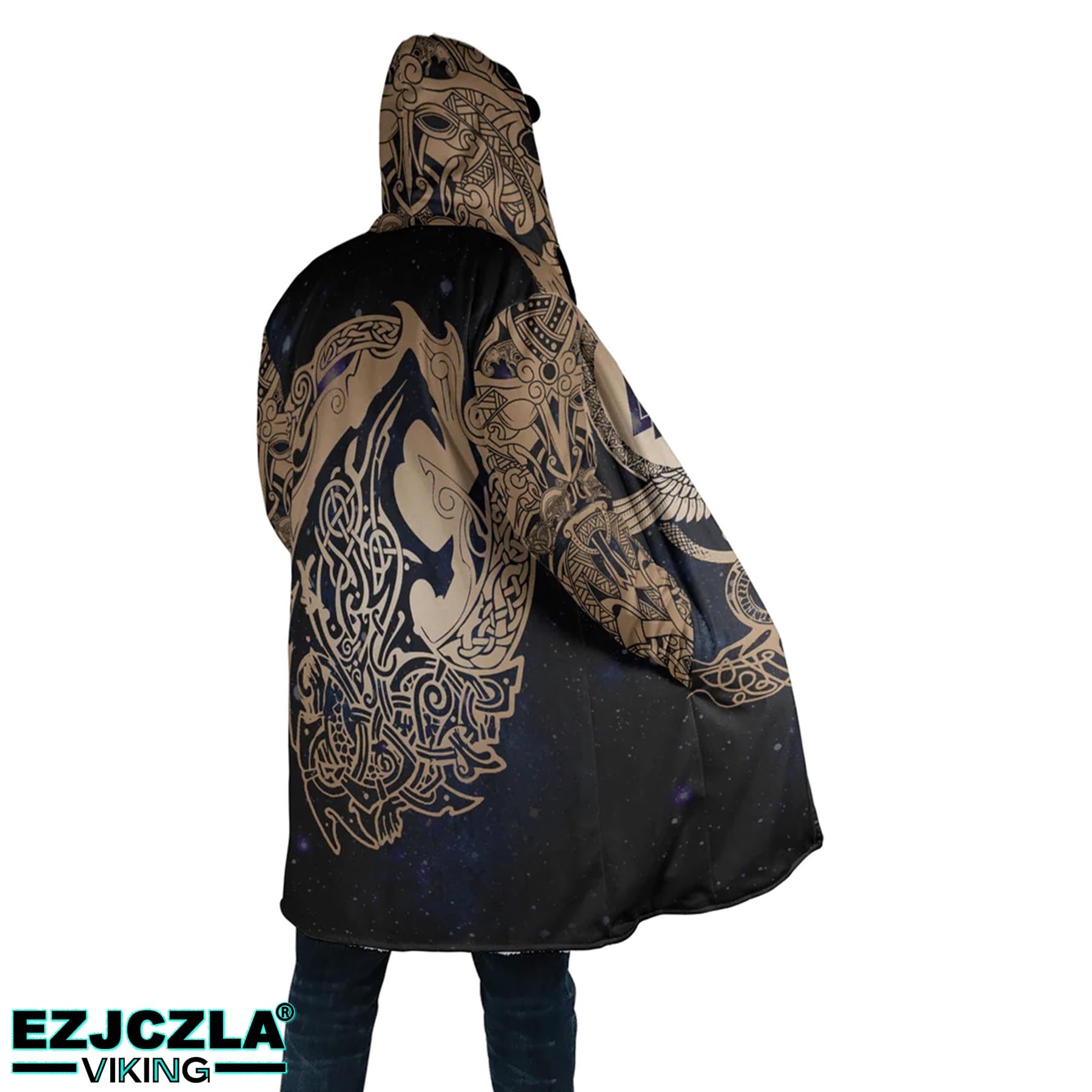 Abrigo Unisex de Fenrir - Chaqueta de Invierno Calda ma Leggera - Parka Nórdica de Cuero Sintético y Lana - Capa con Capucha Cortavientos para el Frío, Regalo para el Espíritu Guerrero