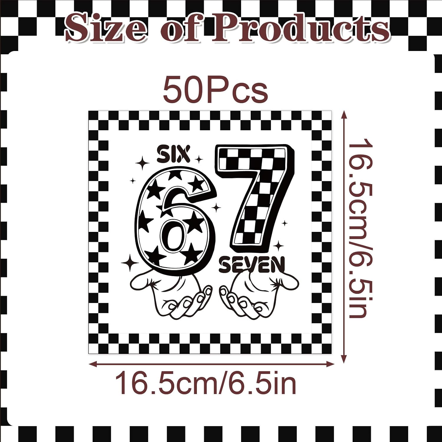 6 7 Birthday Decorations - 50 Pcs 6 7 Birthday Theme Party Napkins Set Decorations, Black 67 Meme Party Paper Supplies for Teens Adults 6.5 x 6.5 Inches image 3
