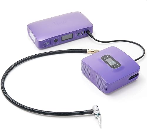 HALO Bolt ACDC Max con compresor de aire, cargador portátil de batería y cargador de teléfono portátil con boquillas de aire intercambiables, morado