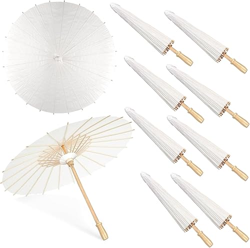 4 paraguas de papel blanco de 33 pulgadas, paraguas de papel aceitado chino japonés grande de papel, paraguas de pintura de bricolaje paraguas de