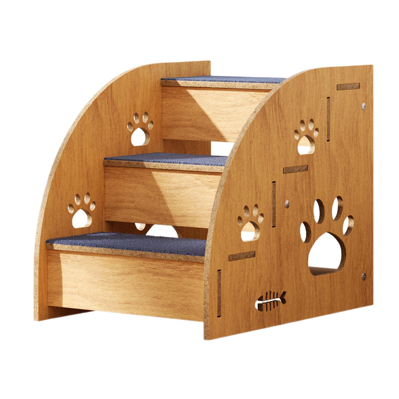 Escaleras de cama para perros – Escaleras para gatos interiores, escaleras antideslizantes de madera para mascotas | Escalones de cama alta para mascotas pequeñas, medianas y grandes, escalones
