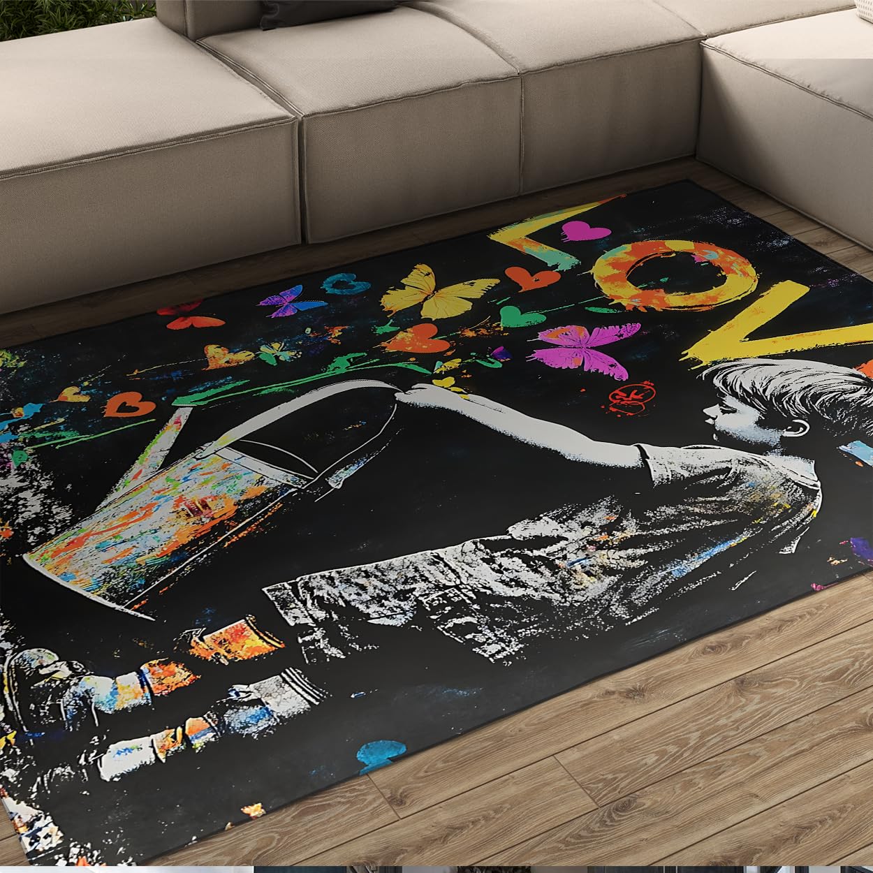 Tapis graffiti d'art abstrait de haute qualité pour intérieur moderne