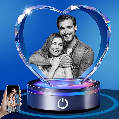 Foto de cristal 3D personalizada, regalos personalizados para mujeres, esposa, hombres, mamá, papá, para ella, para él  Foto grabada con láser y