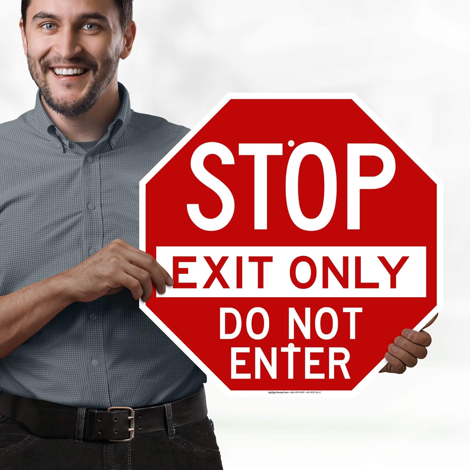 Stop Exit Only Do Not Enter Sign, 18x18 Inches, Rust Free .063 Aluminum, Fade Resistant, Made in USA by My Sign Center